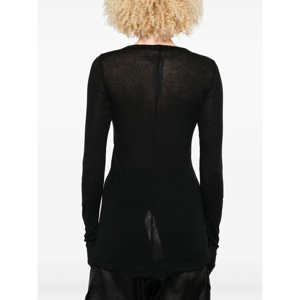 Rick Owens Cotton Semi-sheer T-shirt In Black