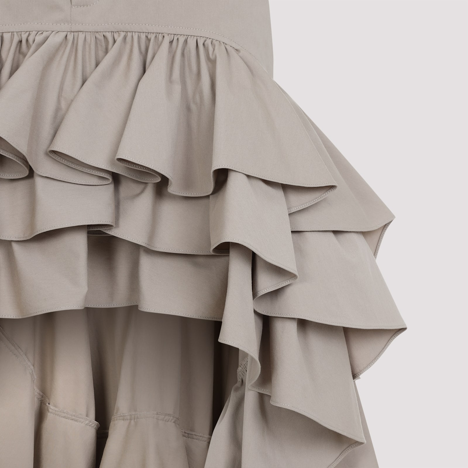 Moschino Skirt With Asymmetrical Ruffled High-low Hem In Beige