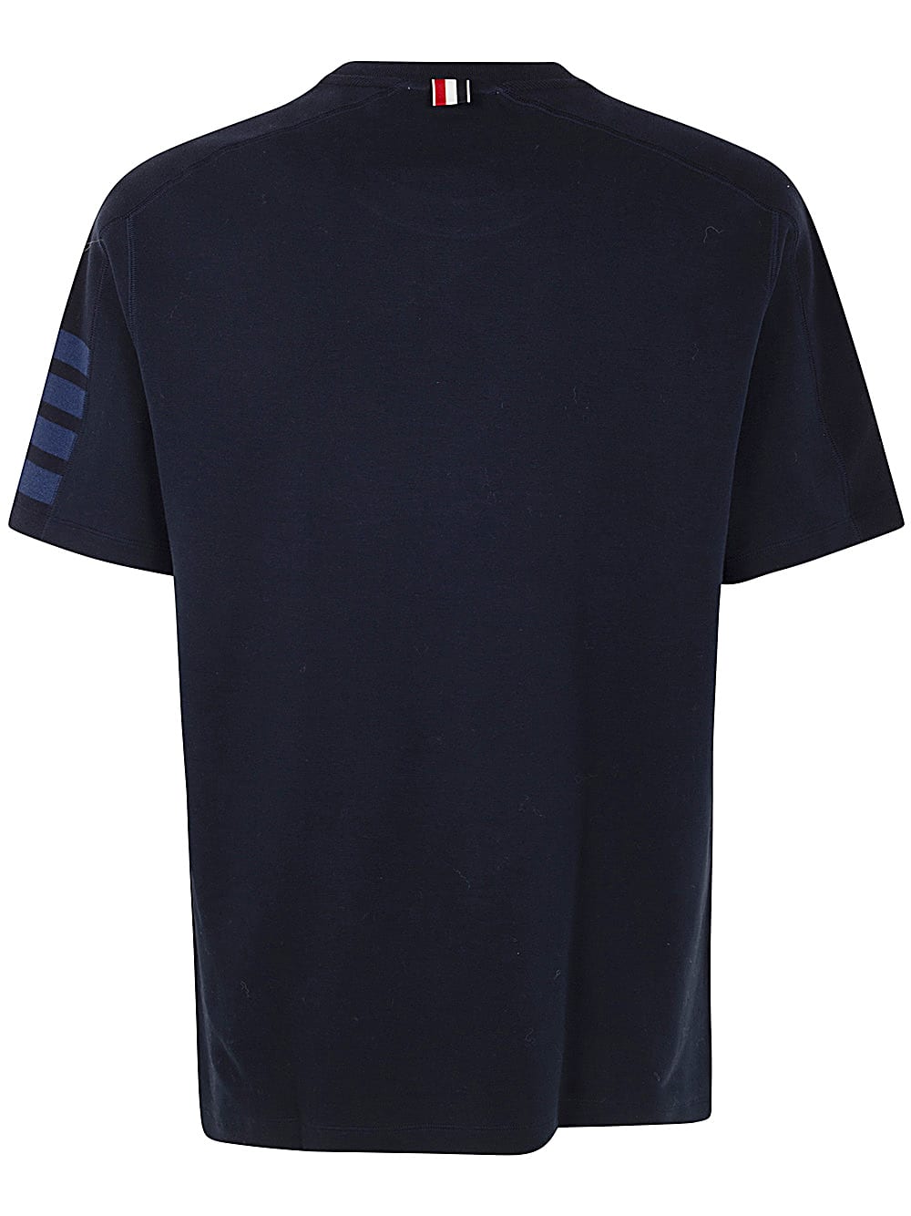 Shop Thom Browne Short Sleeve Tee With 4 Bar Stripe In Milano Cotton In Navy