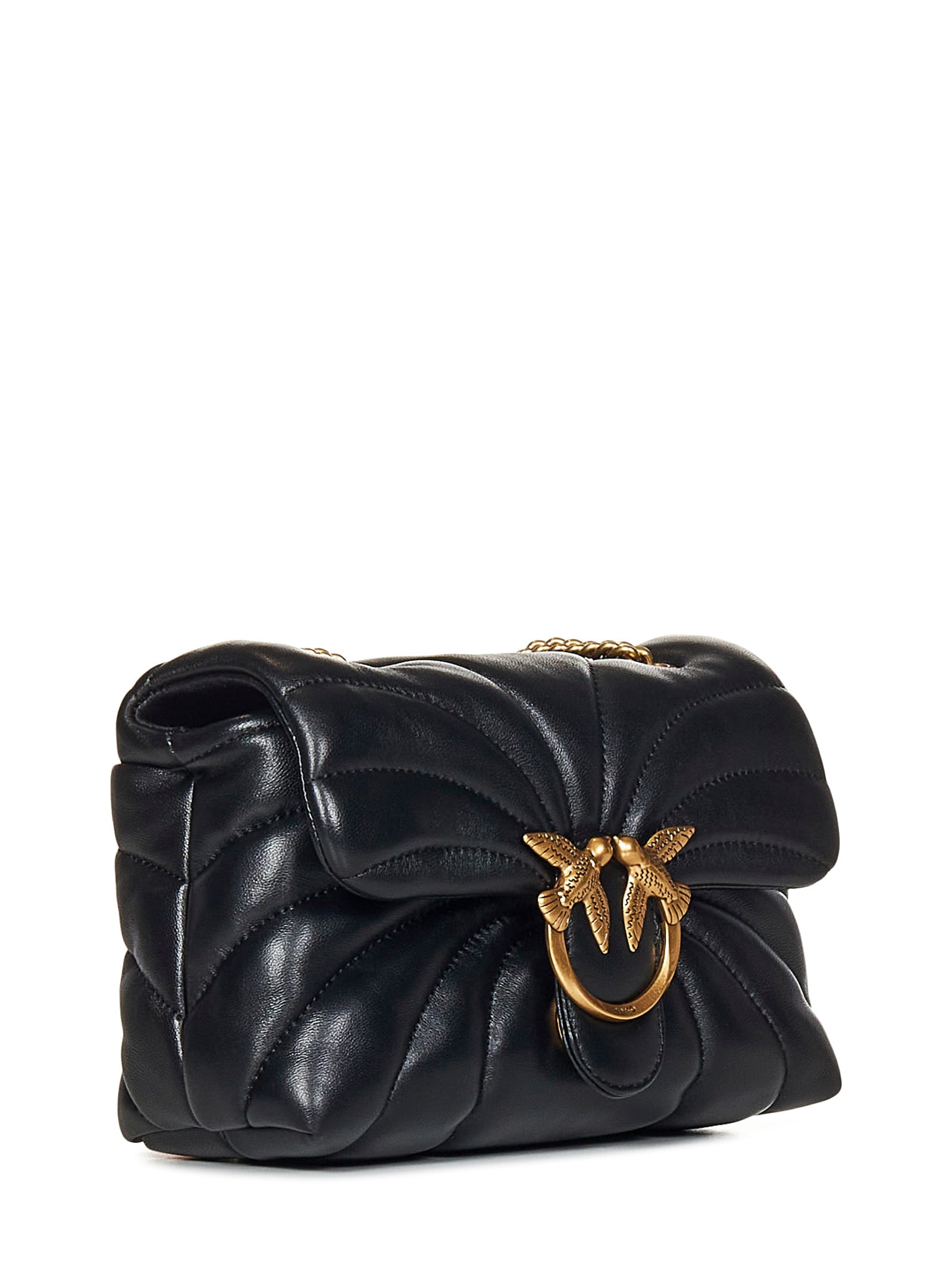 Shop Pinko Mini Love Bag Puff Shoulder Bag In Black