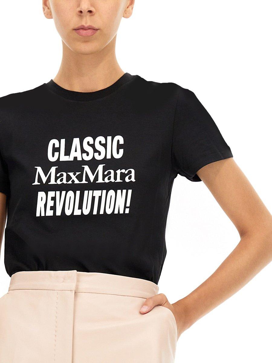 Shop Max Mara Logo Printed Crewneck T-shirt In Black