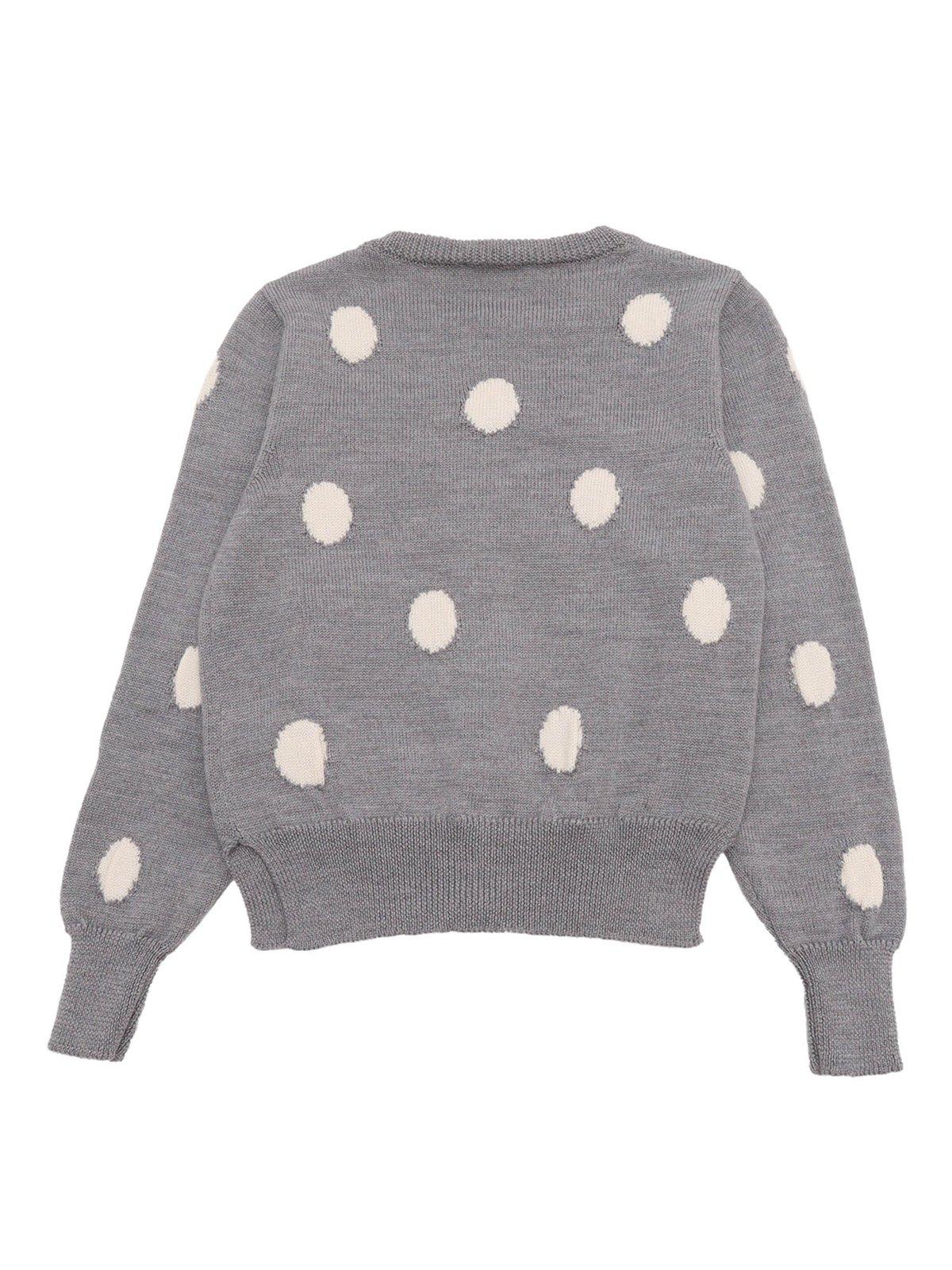 Monnalisa Polka-dot Wool Cardigan In Grey