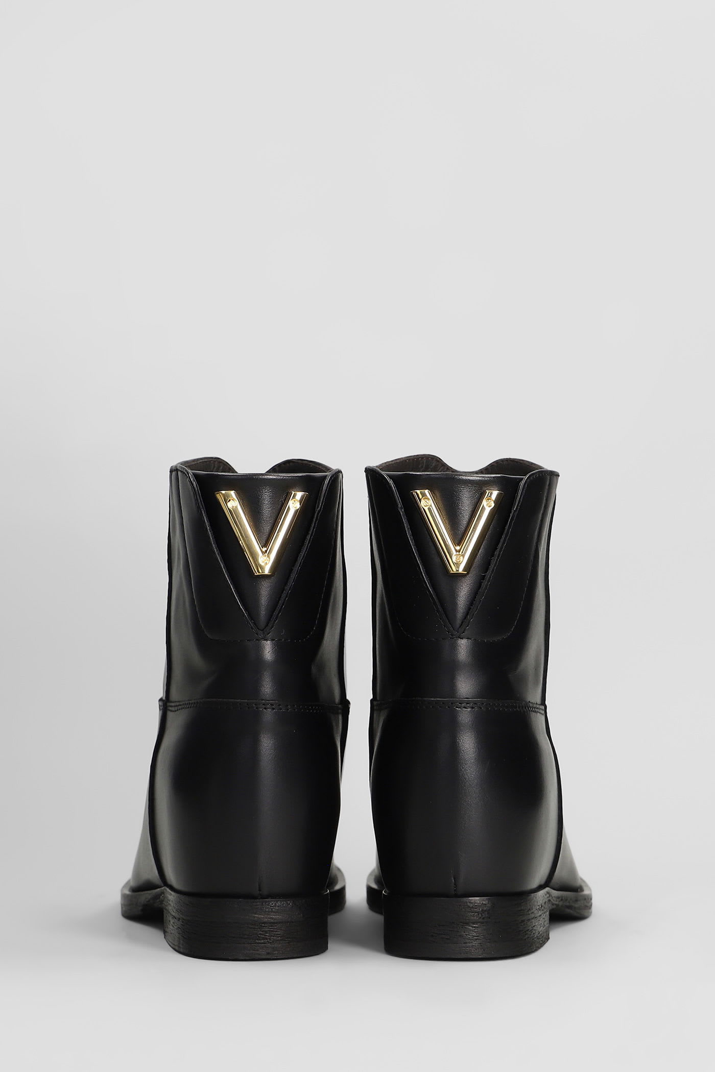 Via Roma 15 Ankle Boots Inside Wedge In Black Leather In Black