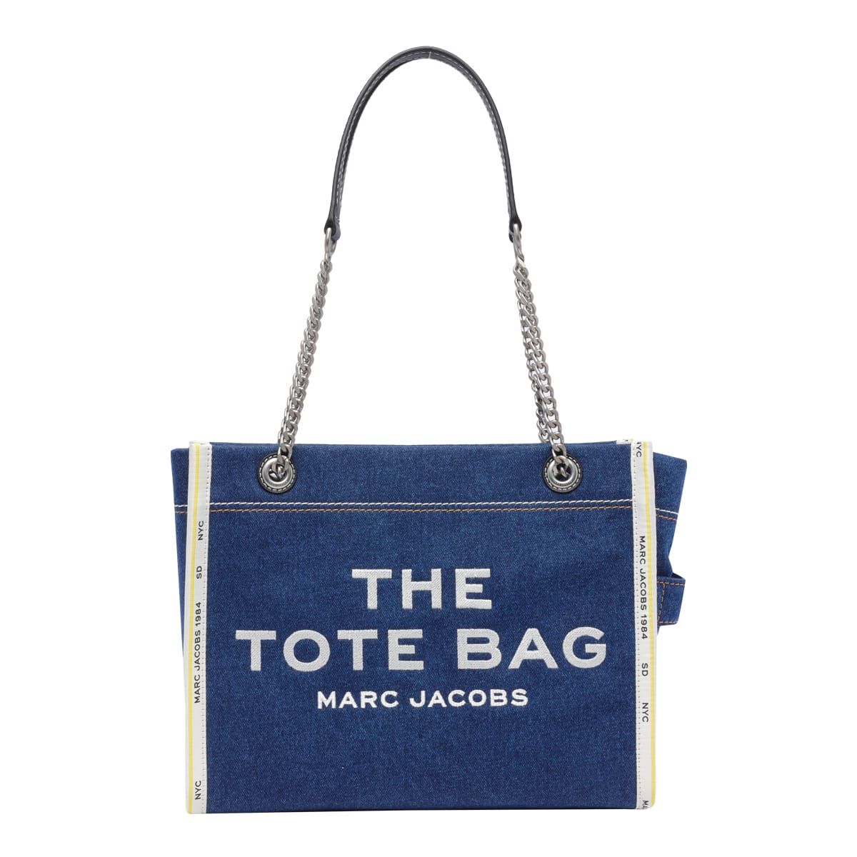 Shop Marc Jacobs The Denim Chain Medium Tote Bag In Blue