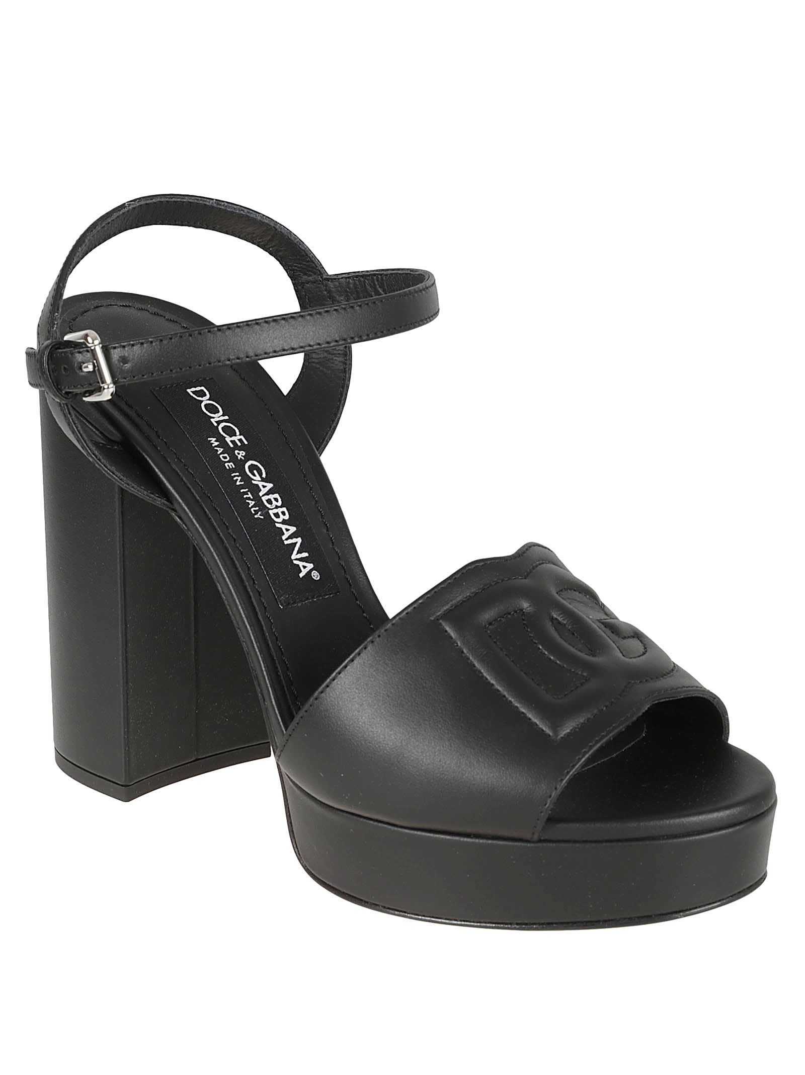 Shop Dolce & Gabbana Ankle Strap Block Heel Sandals In Nero