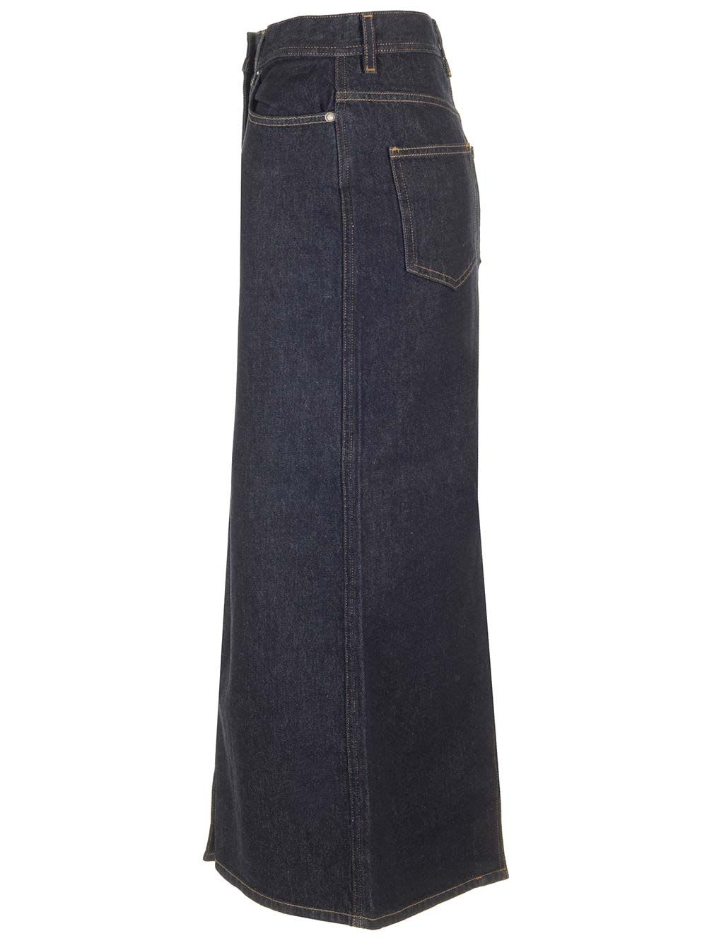 Shop Loulou Studio Long Blue Denim Skirt