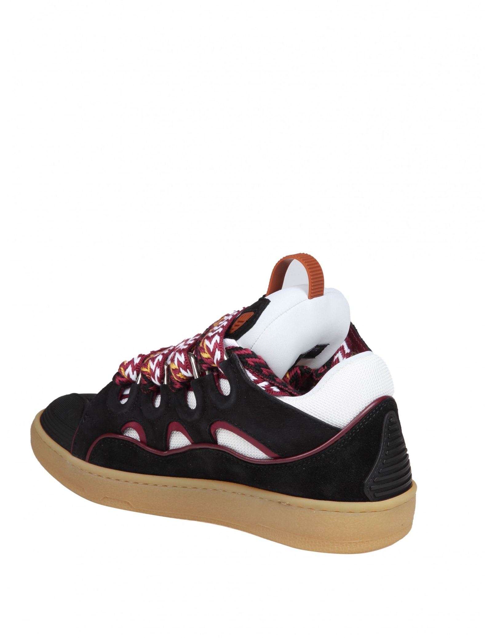 Shop Lanvin Curb Sneakers In White And Bordeaux Leather And Suede In Black/honey