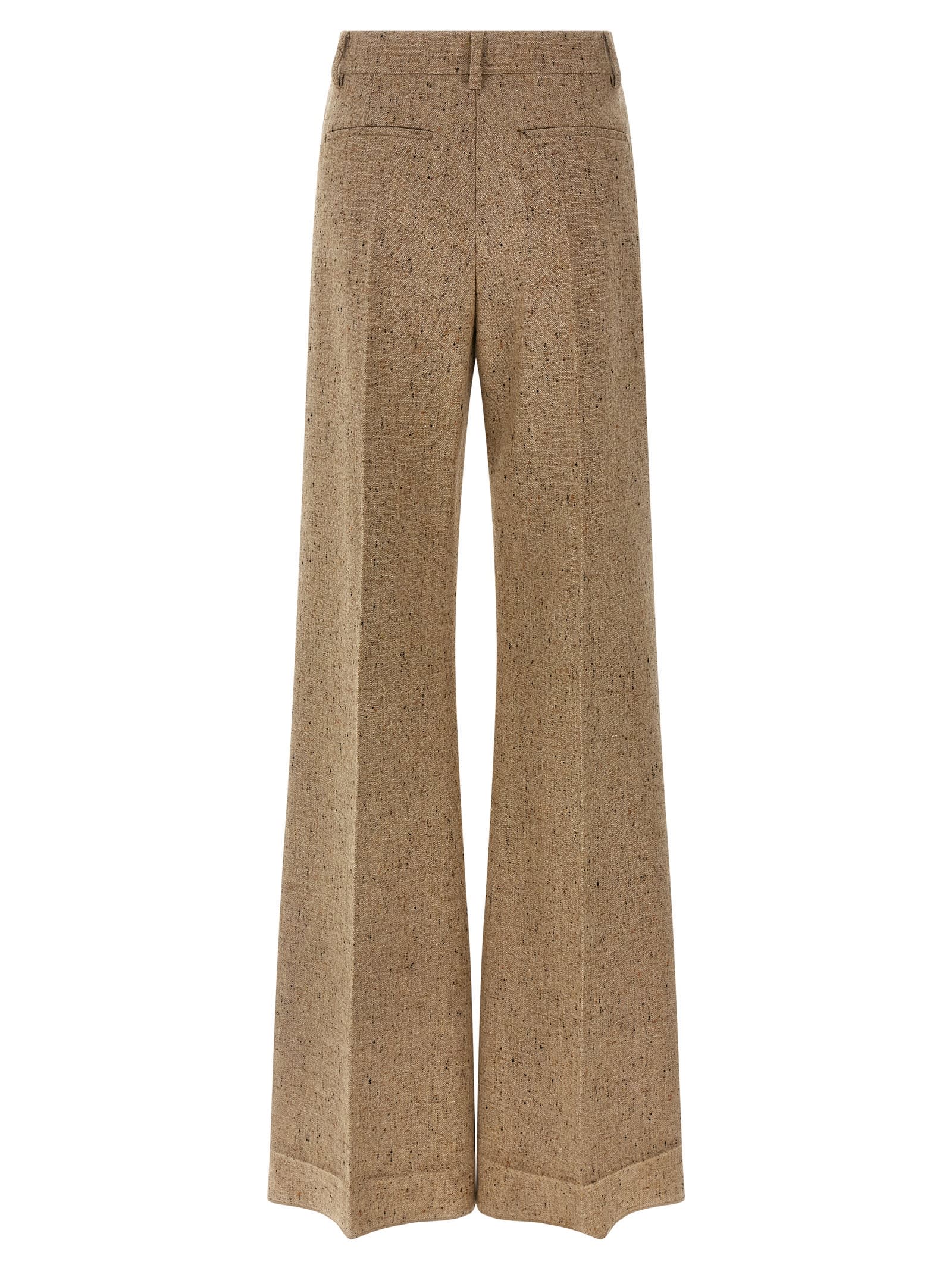 Valentino Garavani Melange Sand Wool Palazzo Pant In Nude