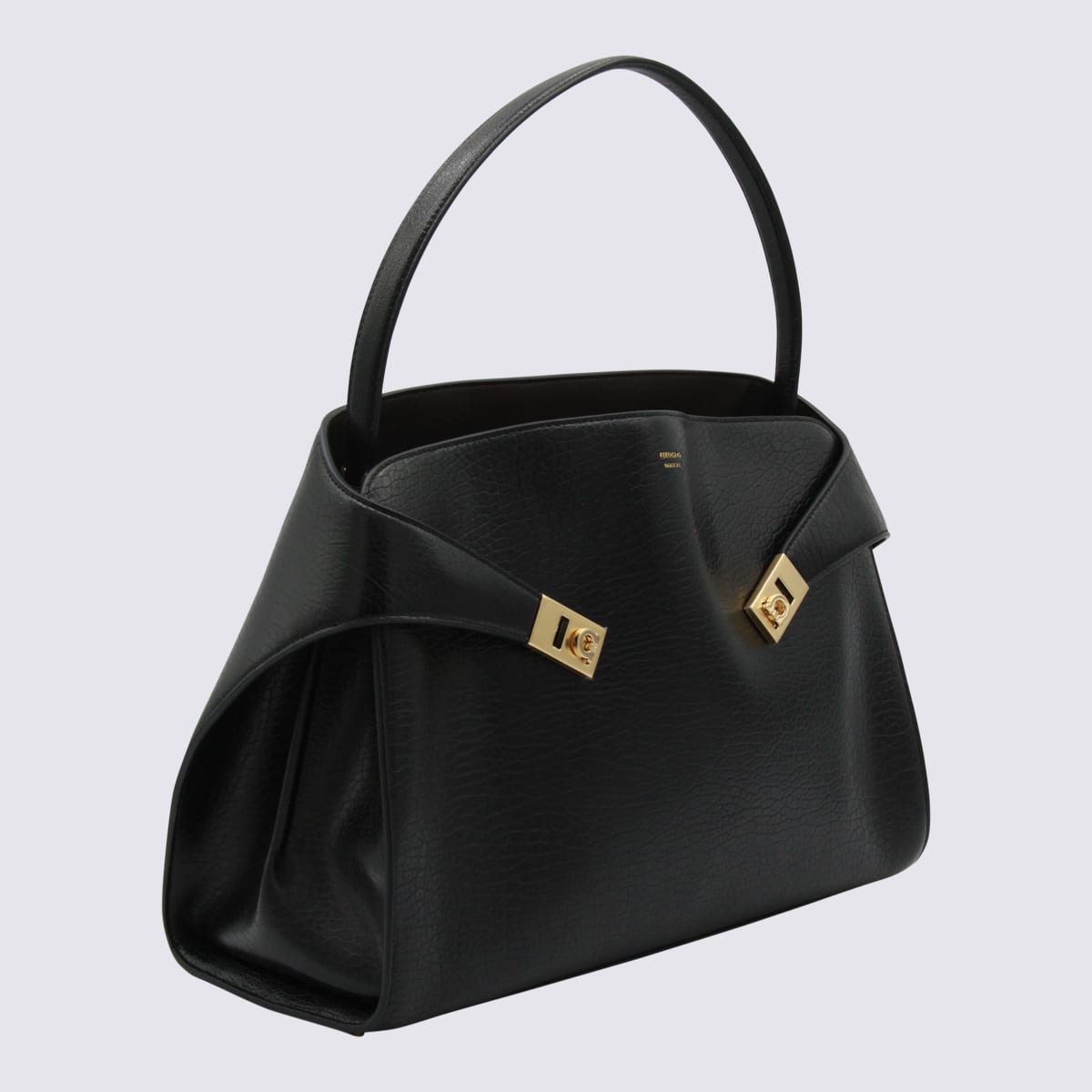 Ferragamo Leather Hug M Handbag With Metal Accents