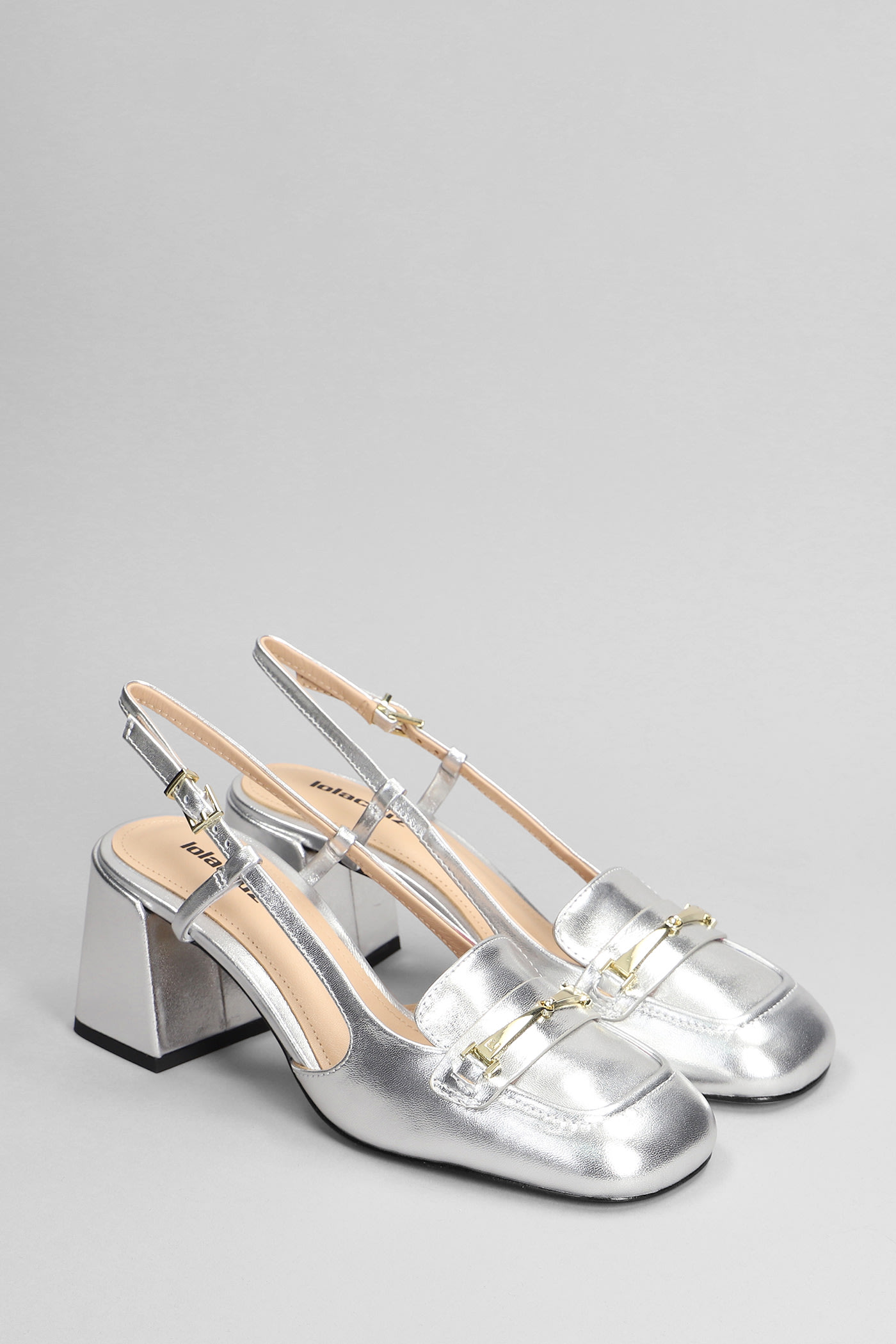 Shop Lola Cruz Clover 55 Pumps In Silver Leather