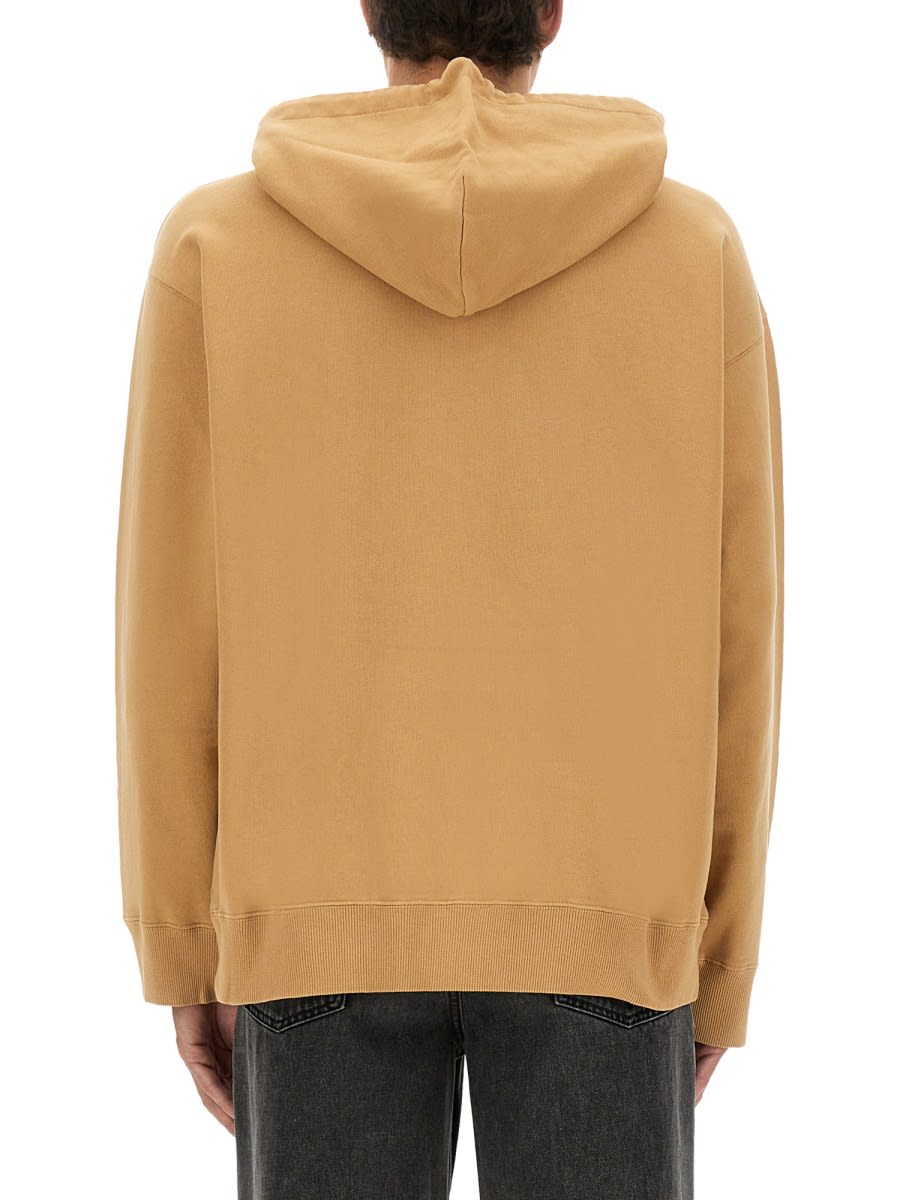 Mm6 Maison Margiela Mm6 By Maison Margiela Relaxed-fit Cotton Hoodie With Unique Graphic Print In Brown