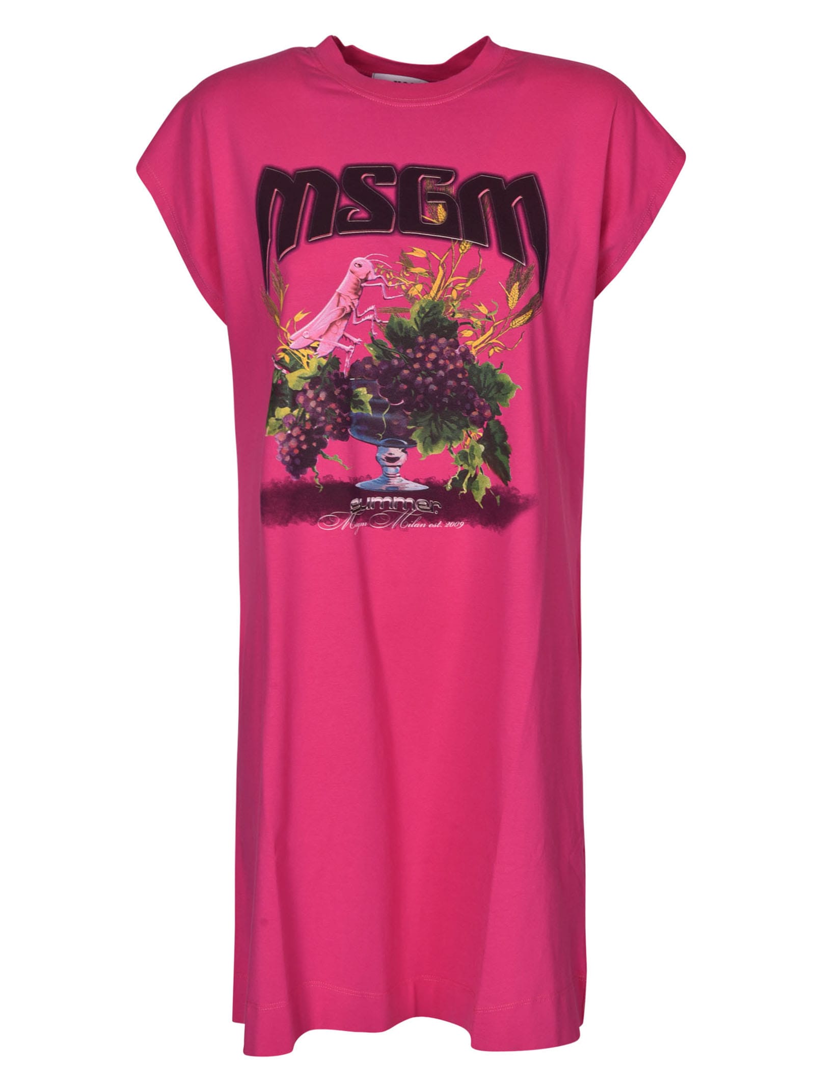 MSGM Capped Sleeve Logo Print Dress