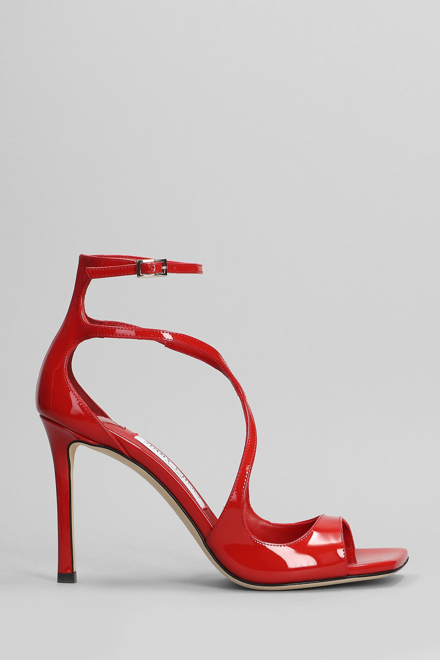 Shop Jimmy Choo Azia 95 Sandals In Red Patent Leather