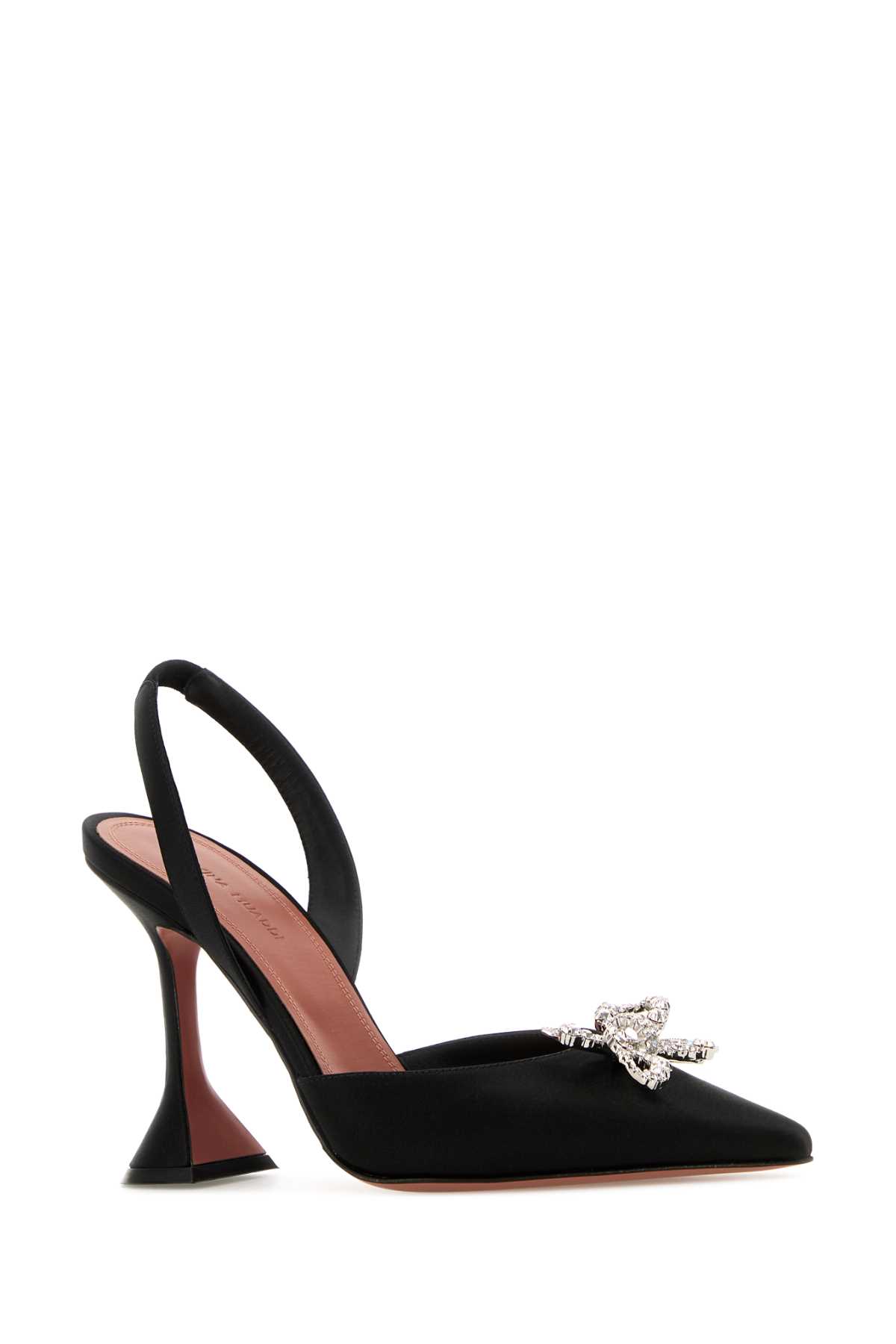Amina Muaddi Rosie Crystal-embellished Satin Slingback Pumps In Blkwht