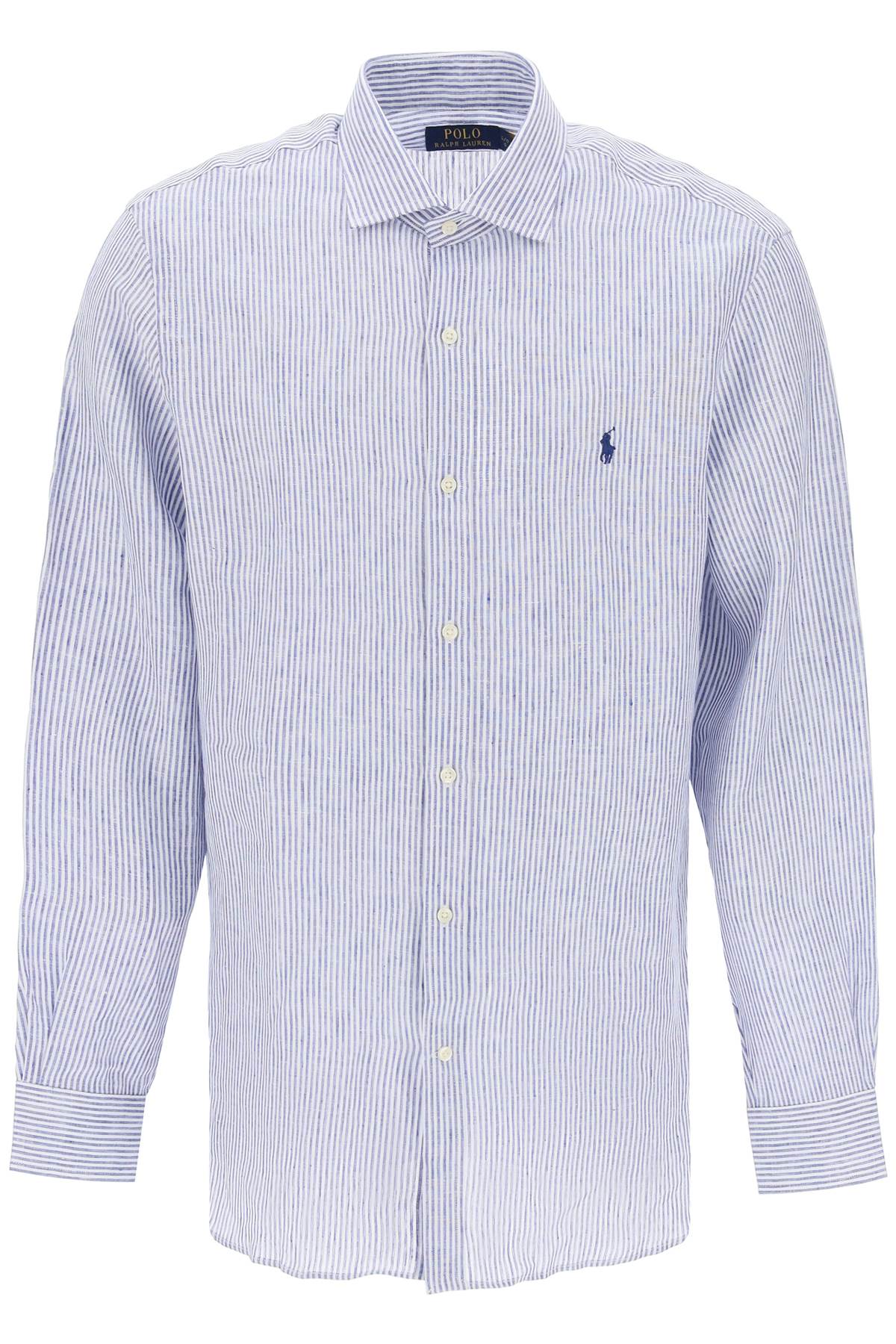 Shop Polo Ralph Lauren Slim Fit Linen Shirt In 6374 Royal White (white)