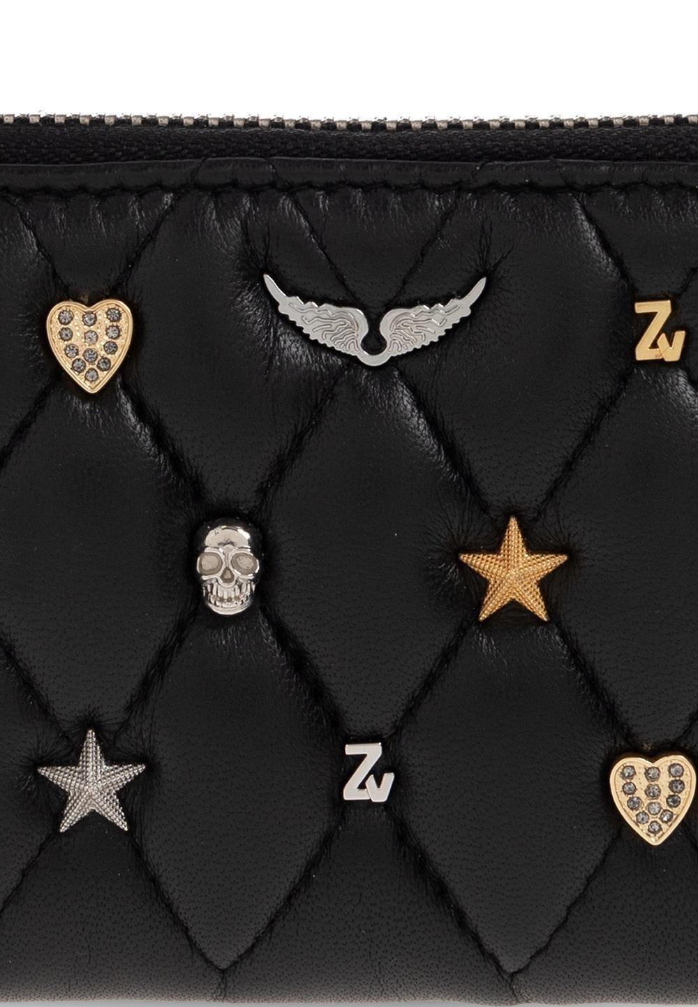 Shop Zadig &amp; Voltaire Studded Mini Coin Purse In Black