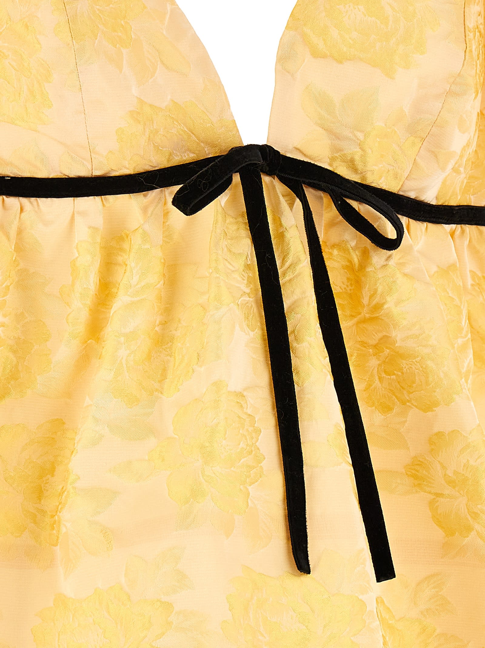 Shop Ganni Botanical Dress In Yellow