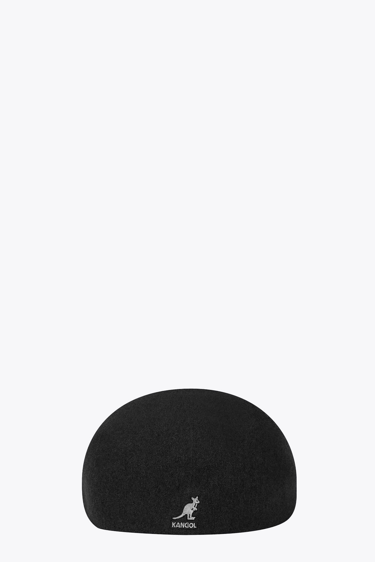 Shop Kangol Seamless Wool Black Wool Flat Cap With Logo In Nero