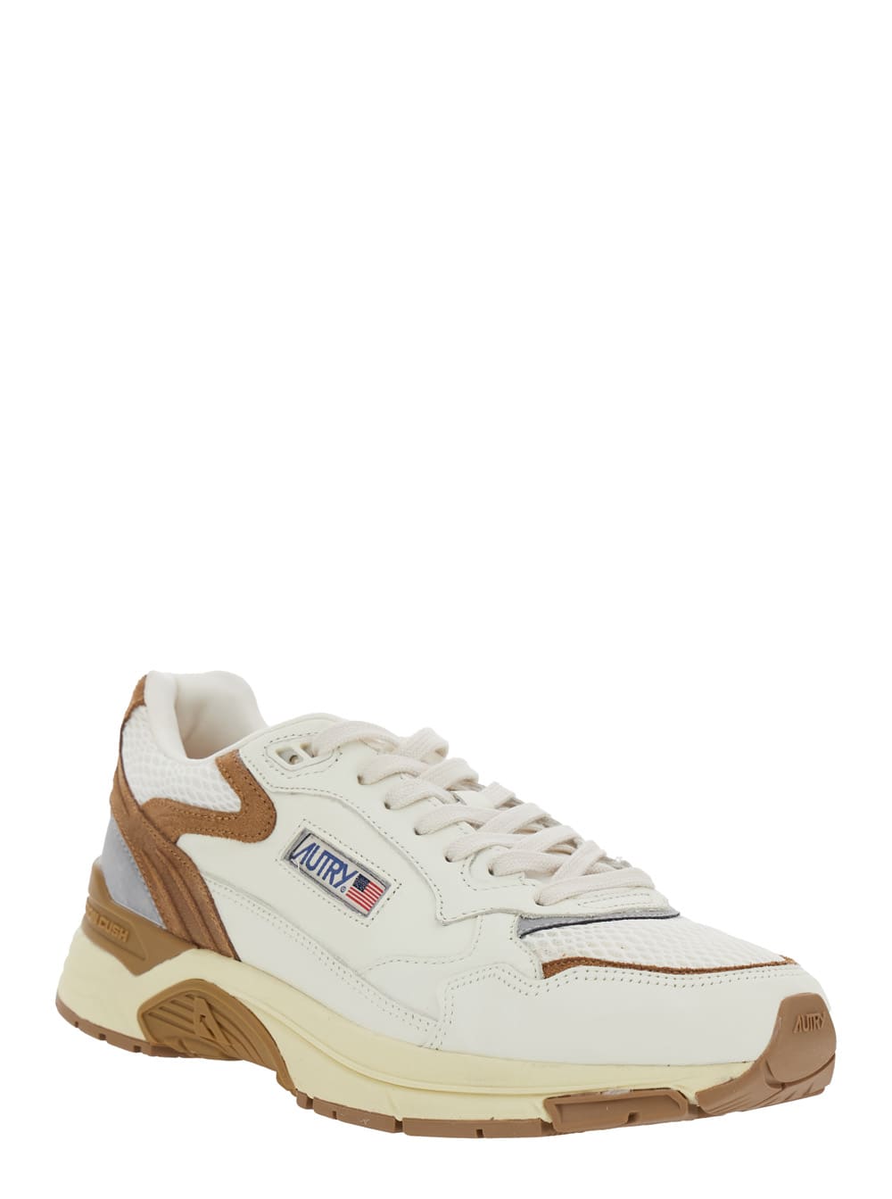 Autry 'hyperway' Beige Low Top Sneakers With Logo Patch On Tongue And Side In Neutral