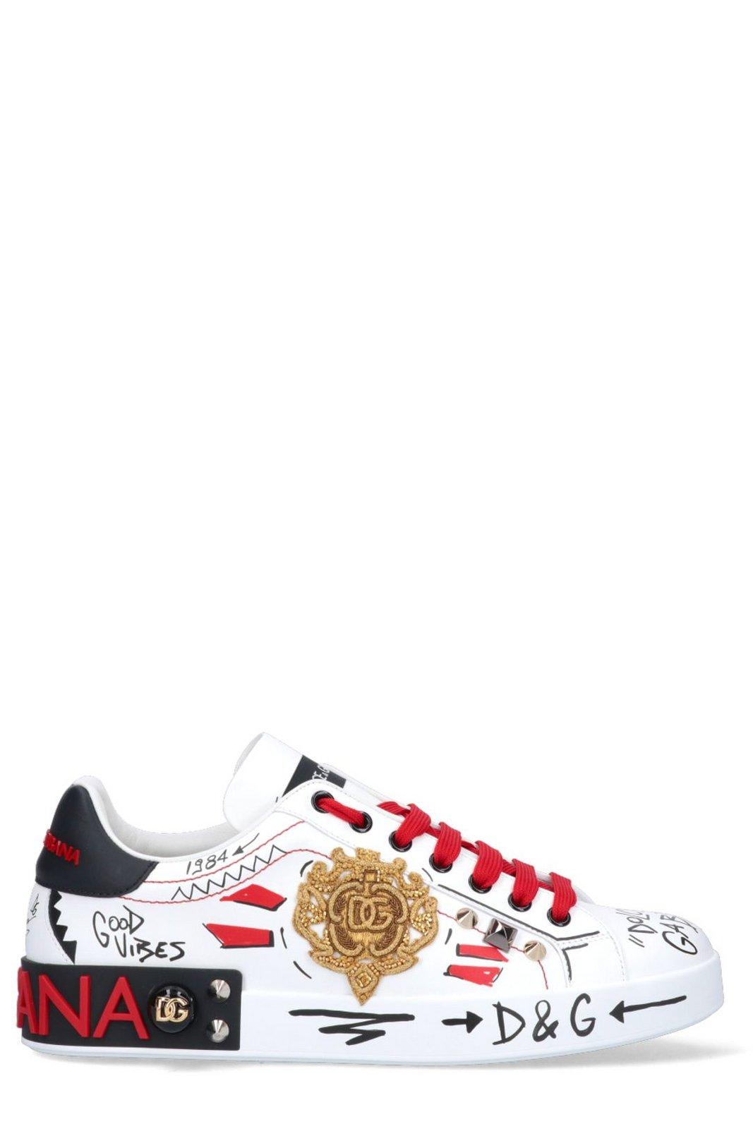 DOLCE & GABBANA ROUND TOE LACE-UP SNEAKERS