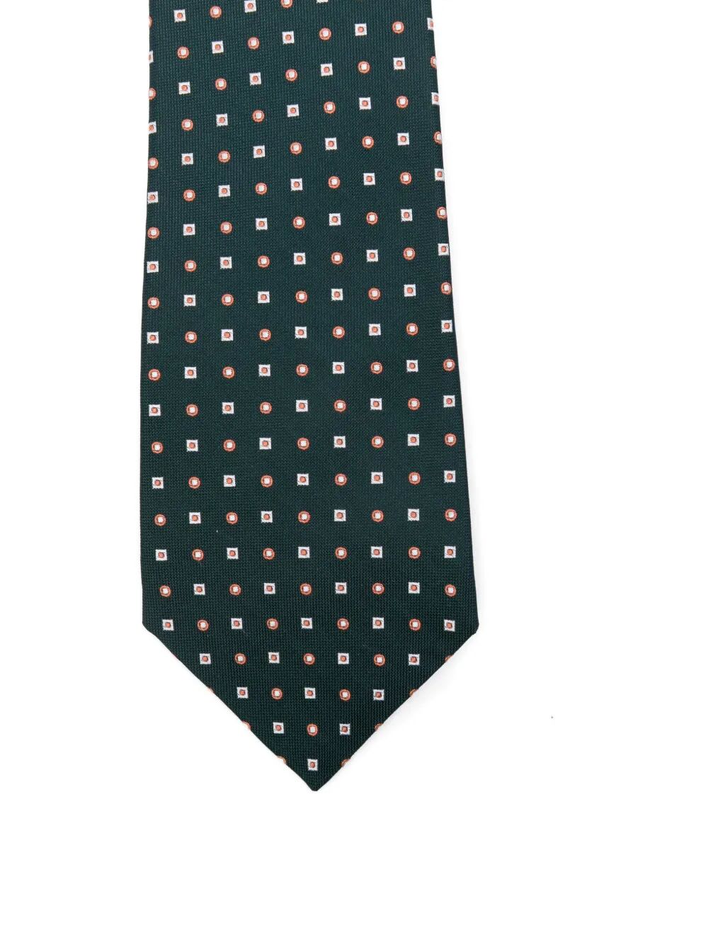 Kiton Geometric-patterned Silk Tie In Green
