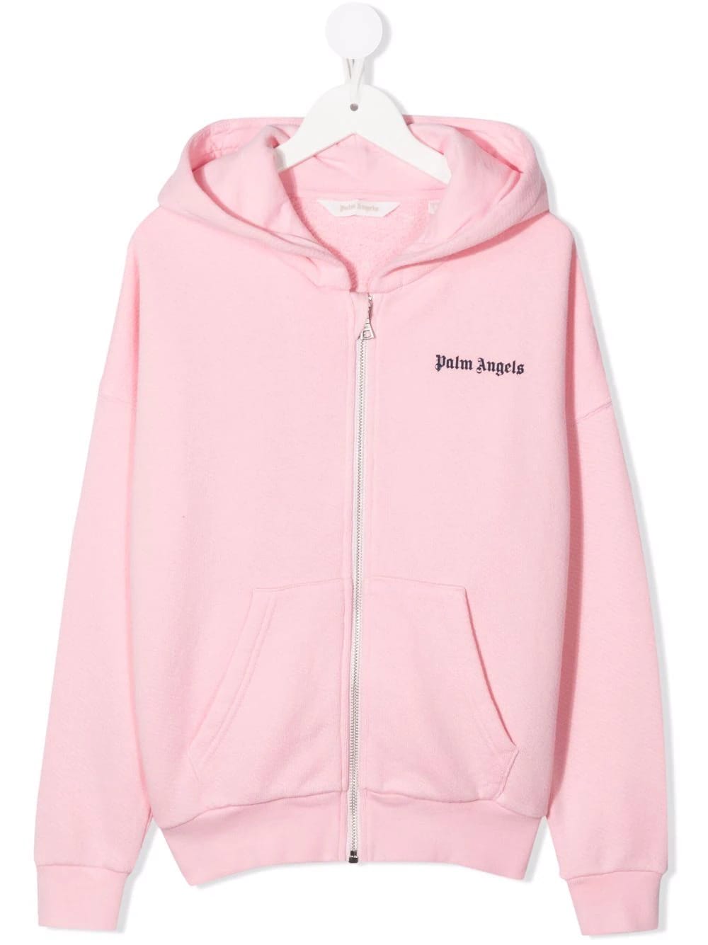 Palm Angels Kids Pink Hoodie With Zip And Contrasting Logo