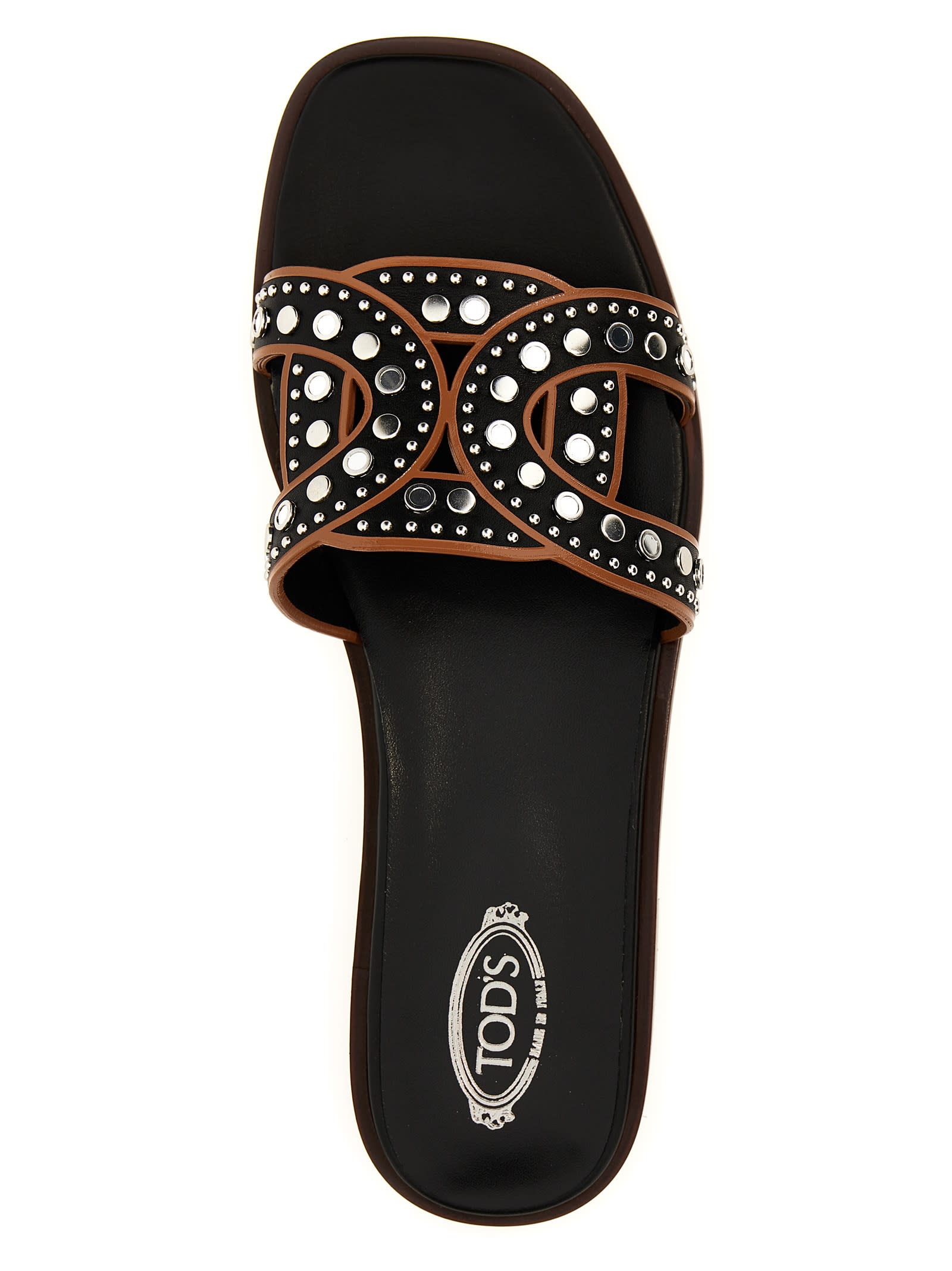 Shop Tod's Maxi Catena Sandals In Black