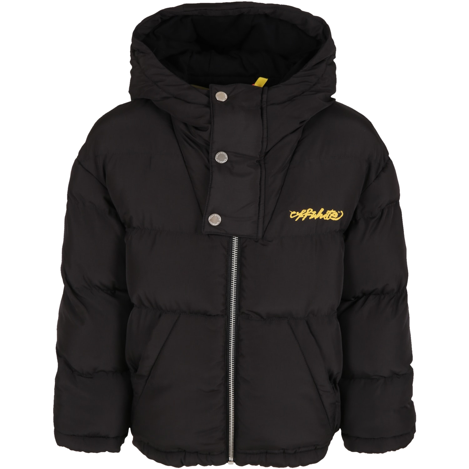 OFF-WHITE BLACK JACKET FOR KIDS WITH LOGO,OBEA001F21FAB003 1018