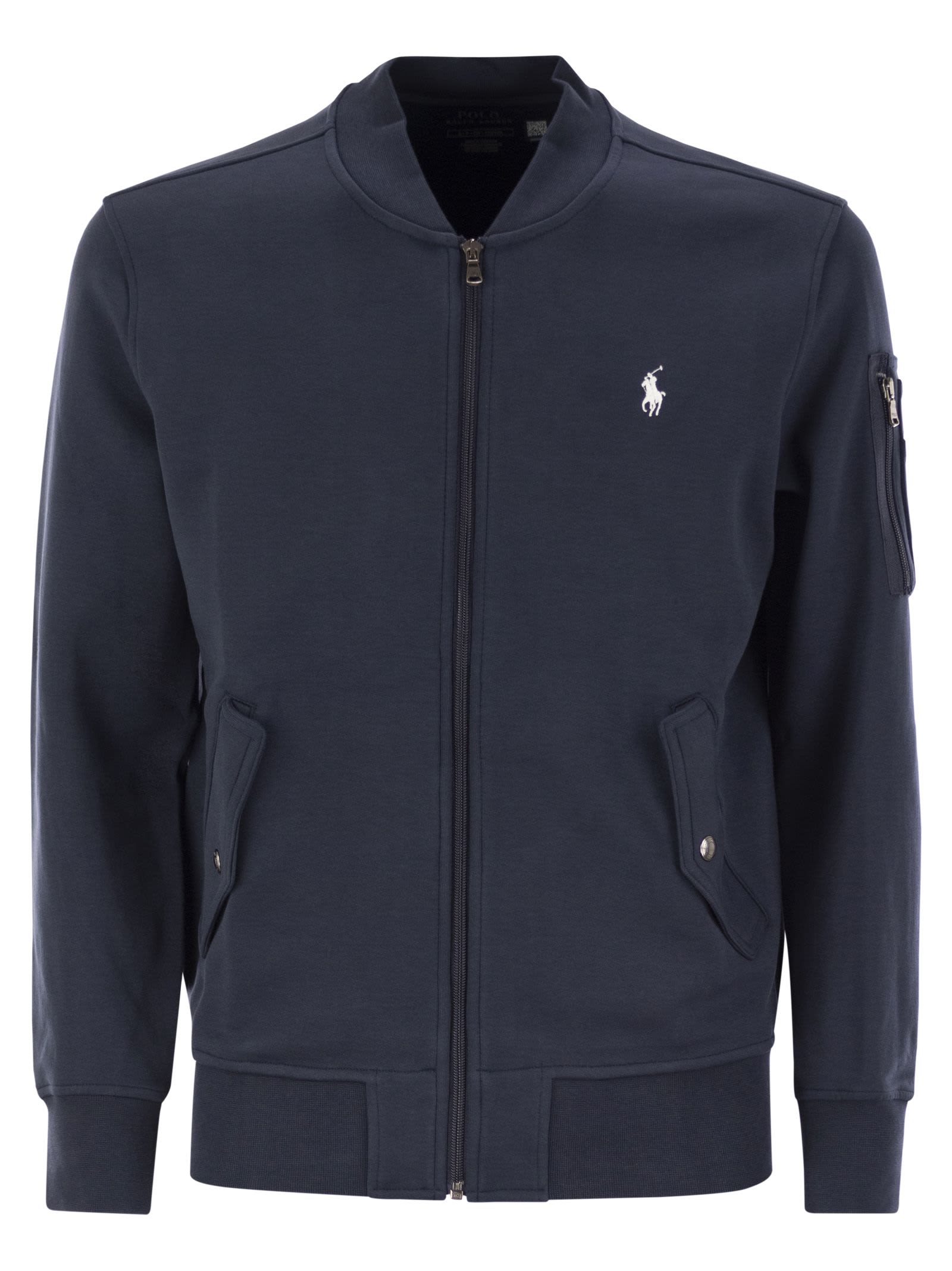 Shop Polo Ralph Lauren Sweatshirt With Bomber Cut In Navy