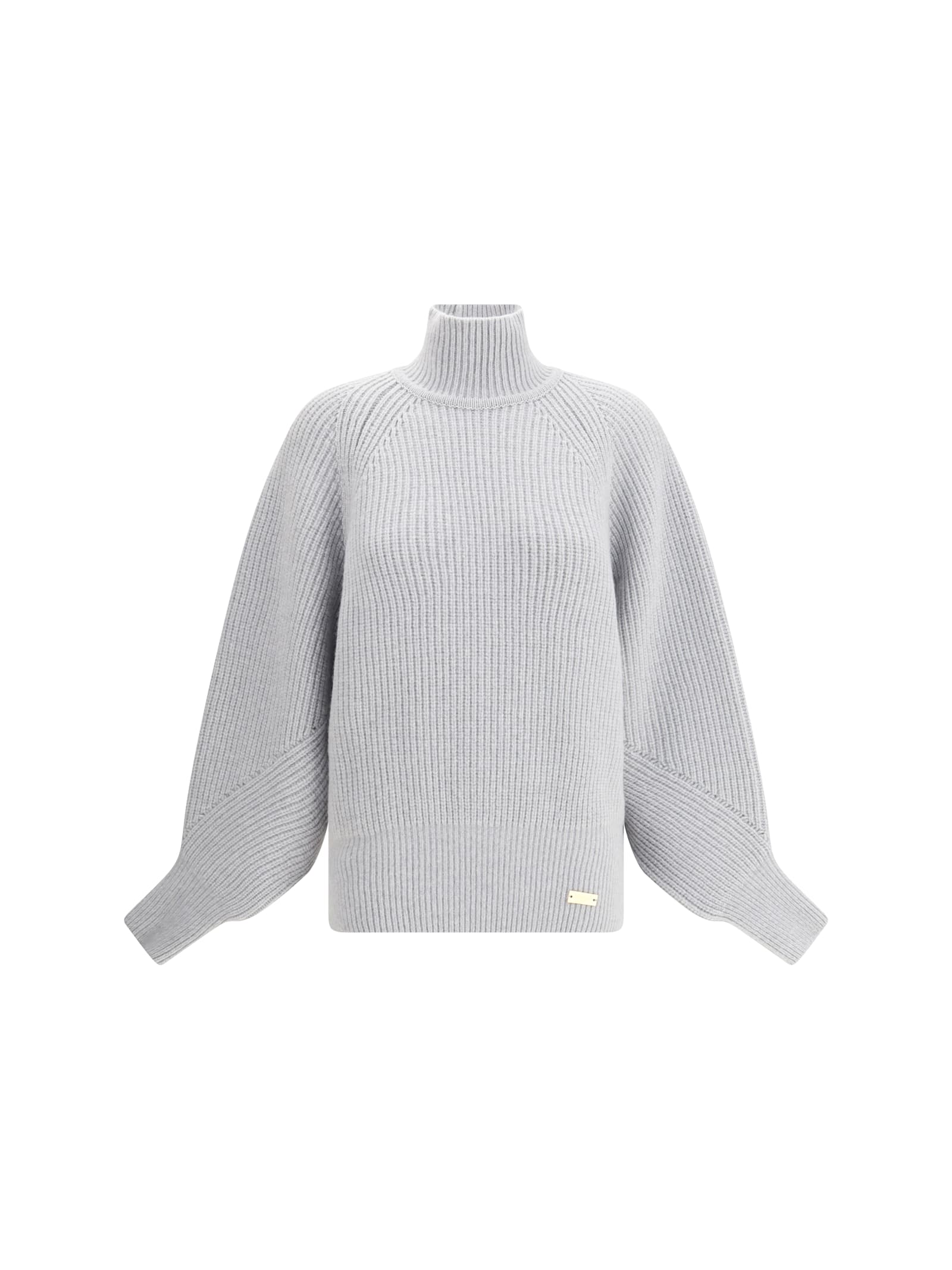 Balmain Women Ribbed Knit Pullover In Gray