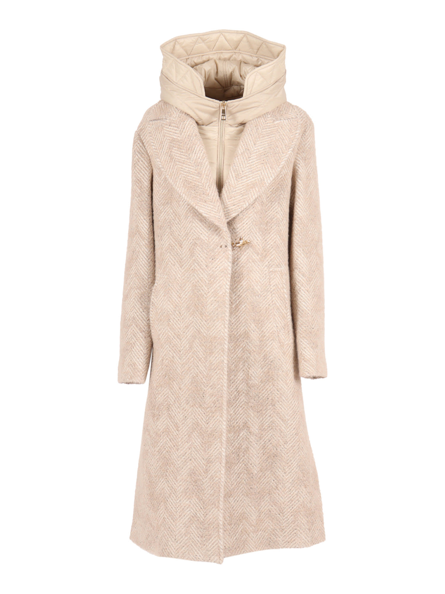 Fay Db Front Nylon Coat In Neutral
