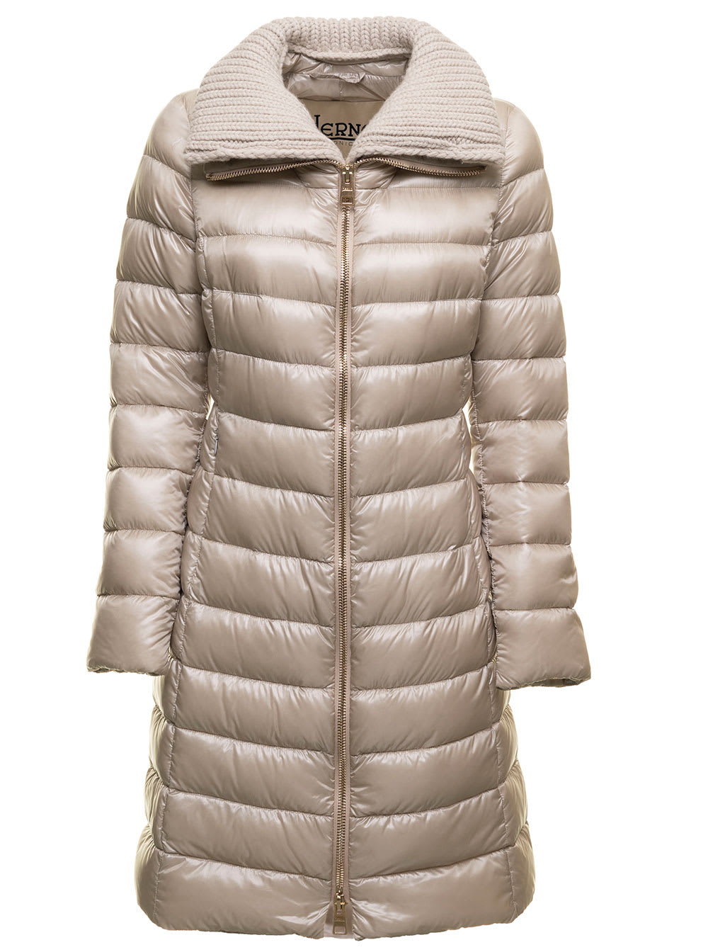 Herno Womans Elisa Beige Quilted Nylon Down Jacket