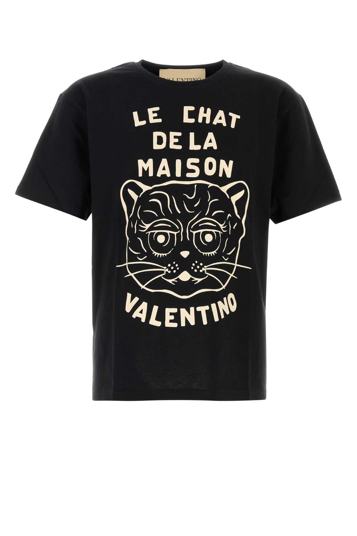 Valentino Black T-shirt With Le Chat De La Maison Print