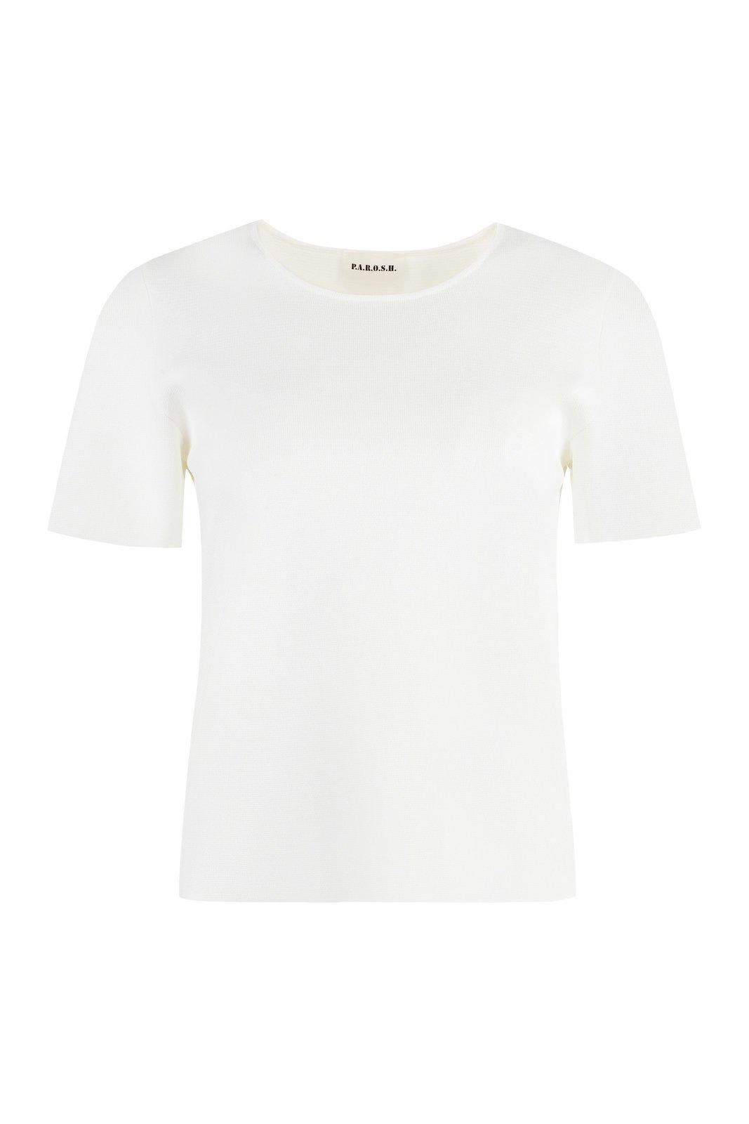 P.a.r.o.s.h Straight Hem Knitted T-shirt In White