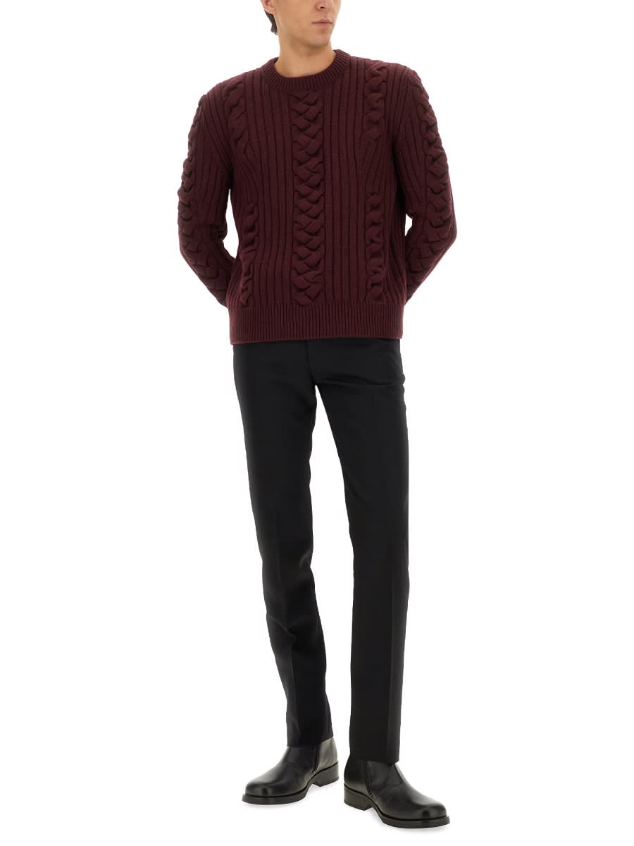 Alexander Mcqueen Wool Sweater In Burgundy