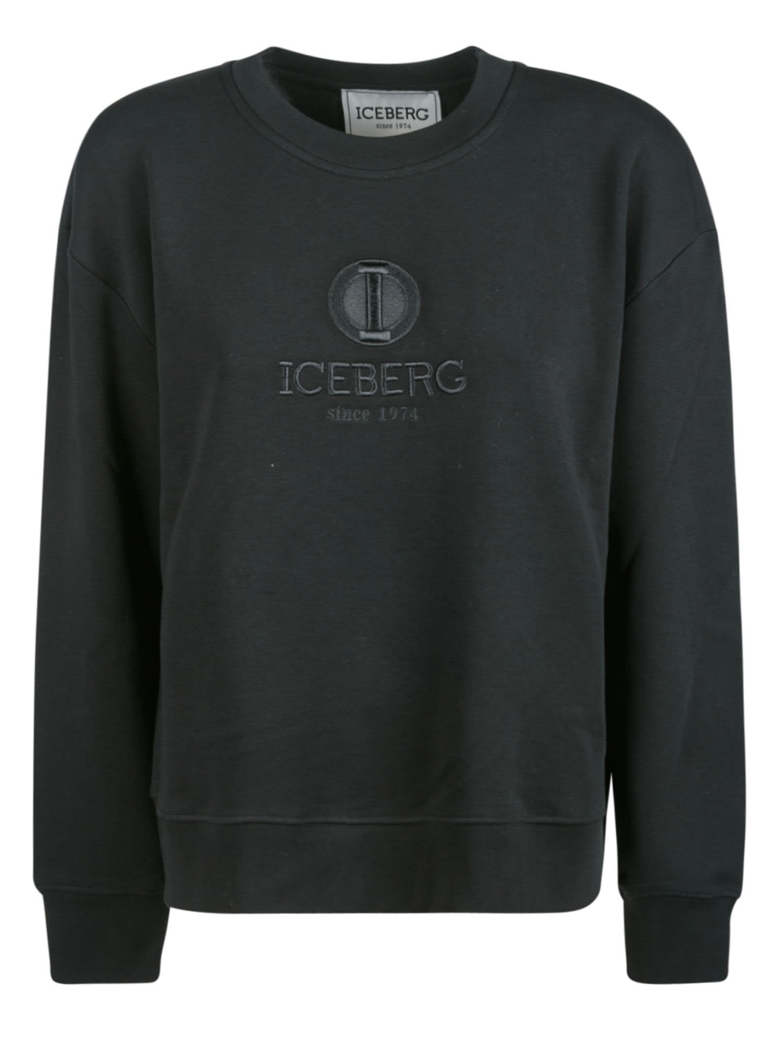 Iceberg Logo Embroidered Rib Sweatshirt