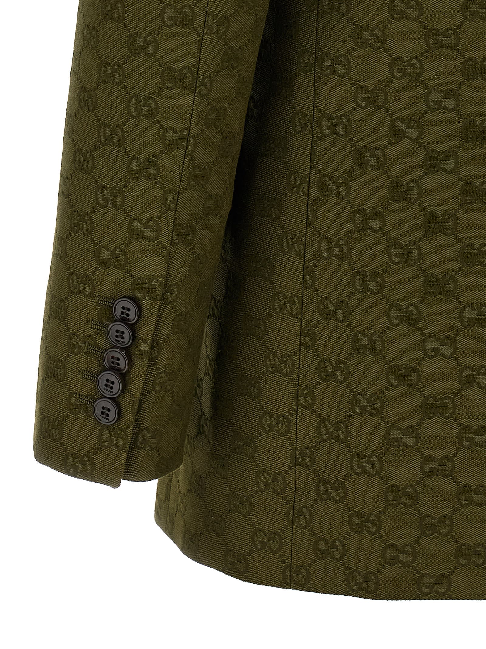 Gucci Gg Fabric Double-breasted Jacket In Green