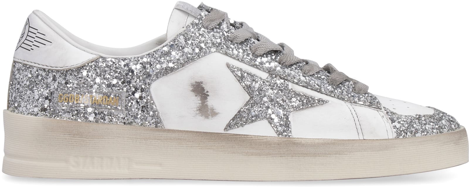 Shop Golden Goose Stardan Leather Sneakers In Bianco