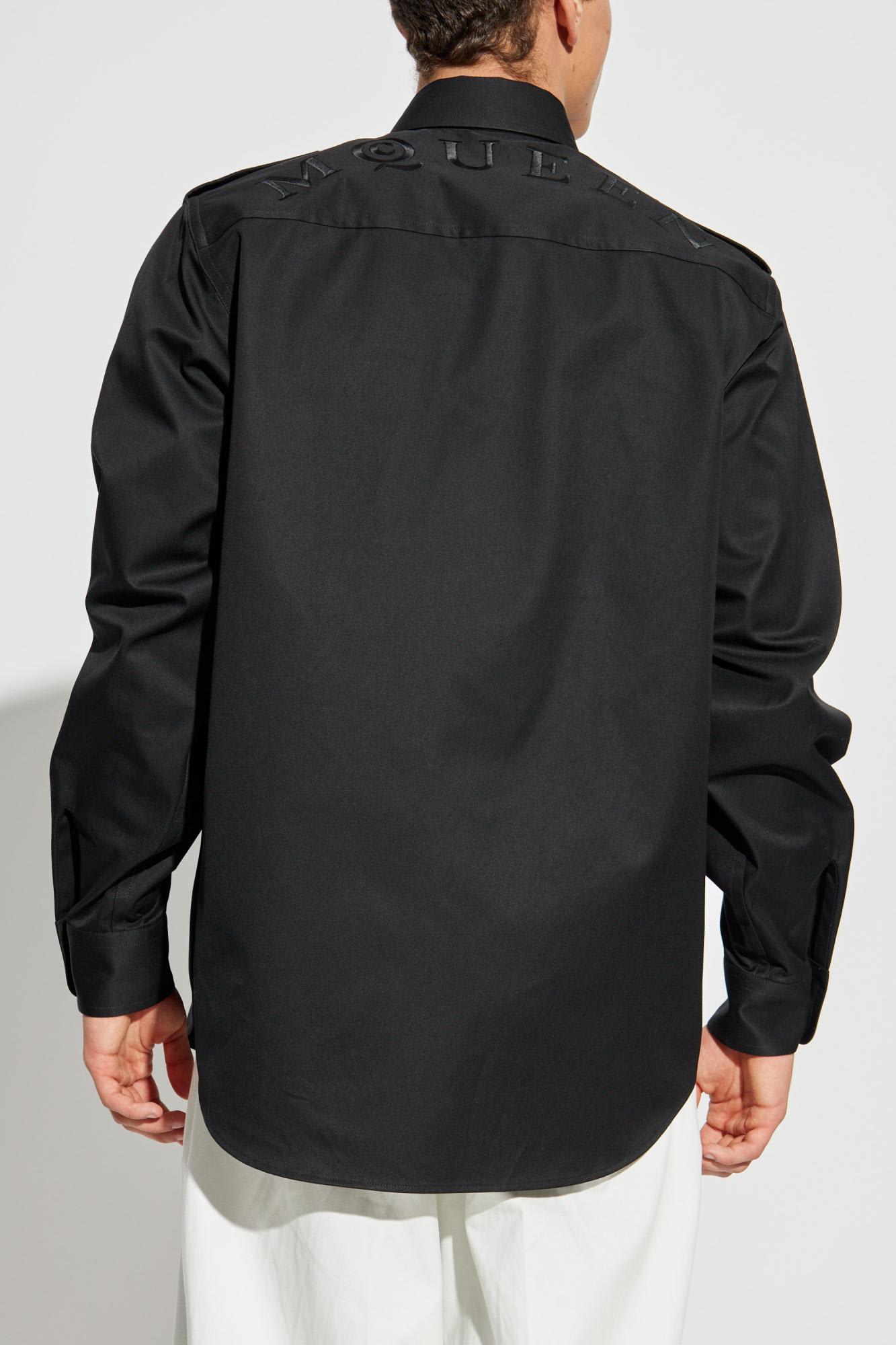 Alexander Mcqueen Shirt With Epaulettes On The Shoulders In Animal Print