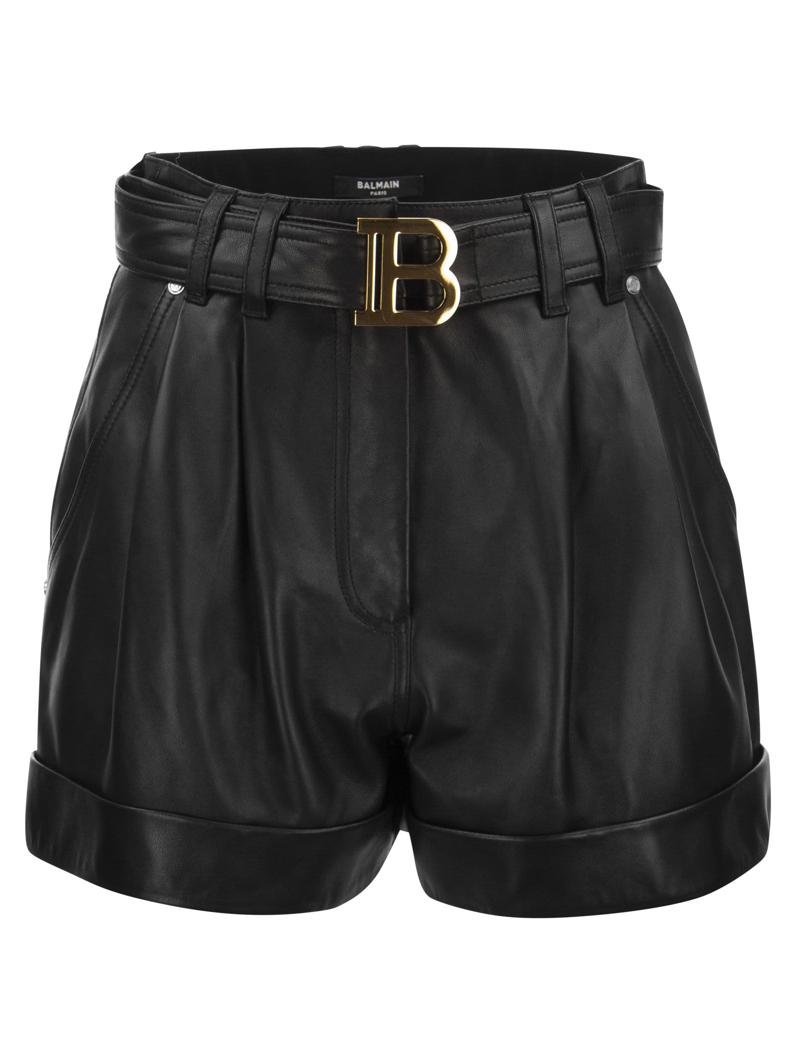 Balmain Leather Shorts With Belt