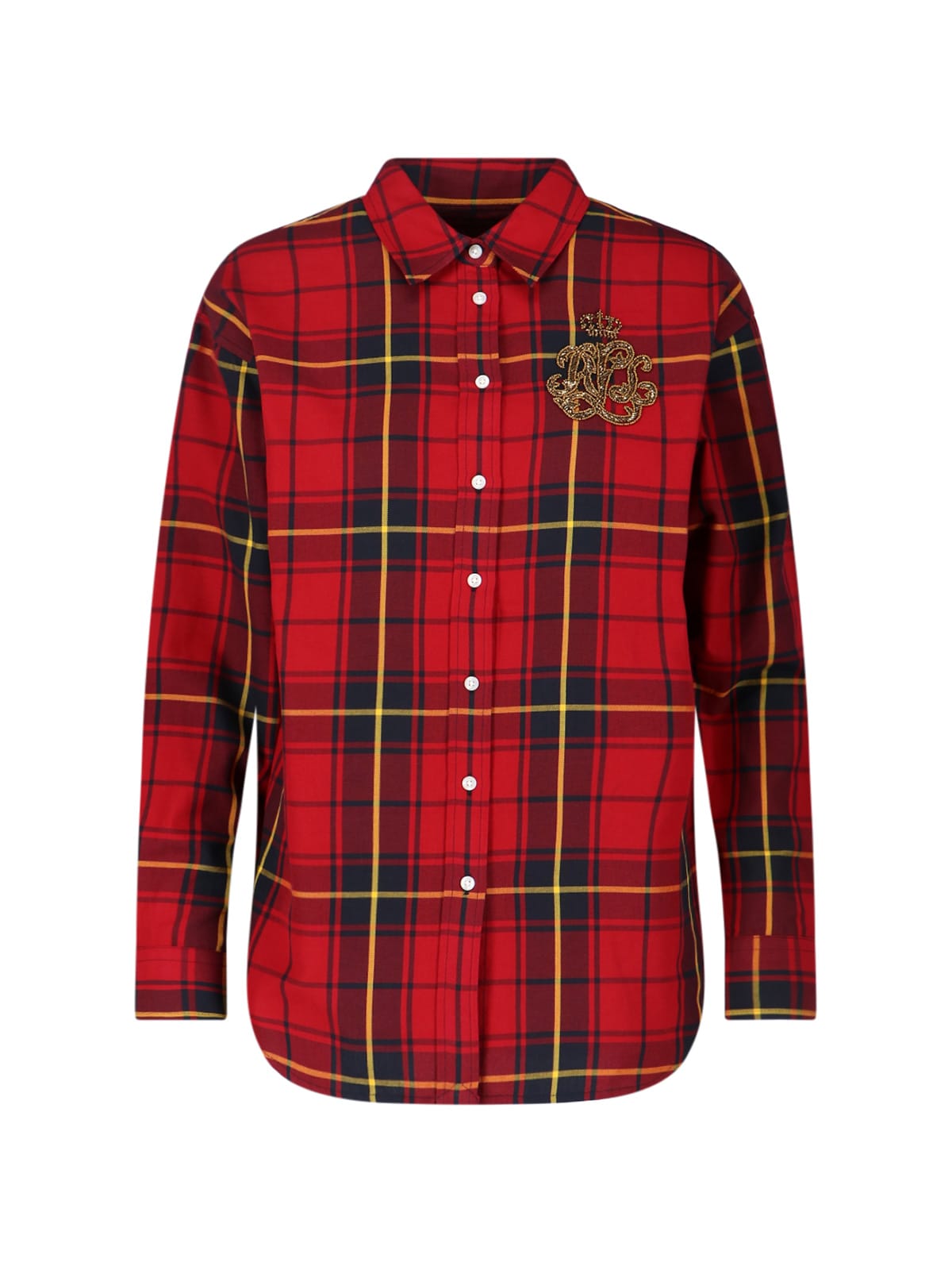 Ralph Lauren Beaded Plaid Shirt In Red