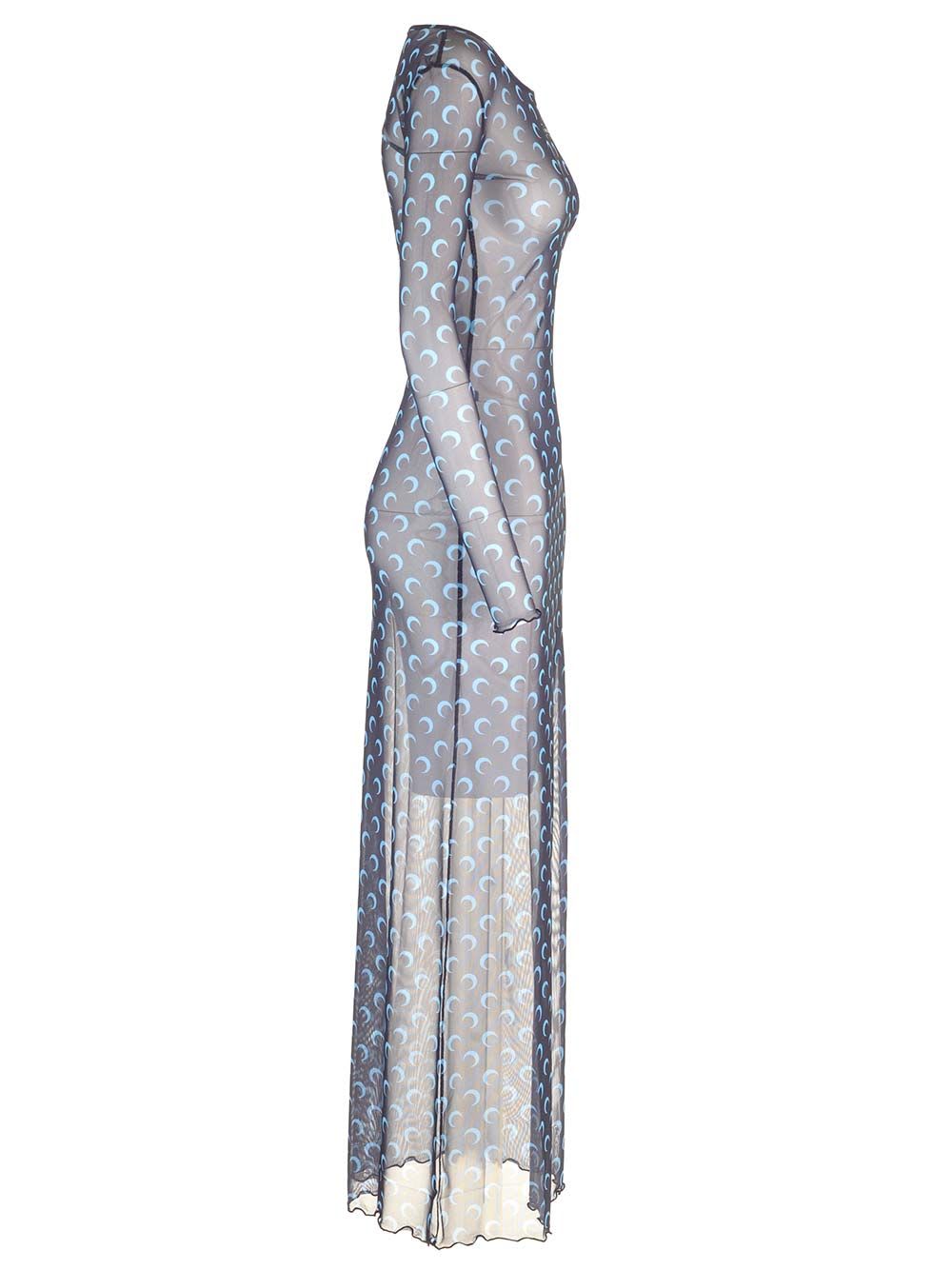 Shop Marine Serre Moon Sheer Dress In Blue