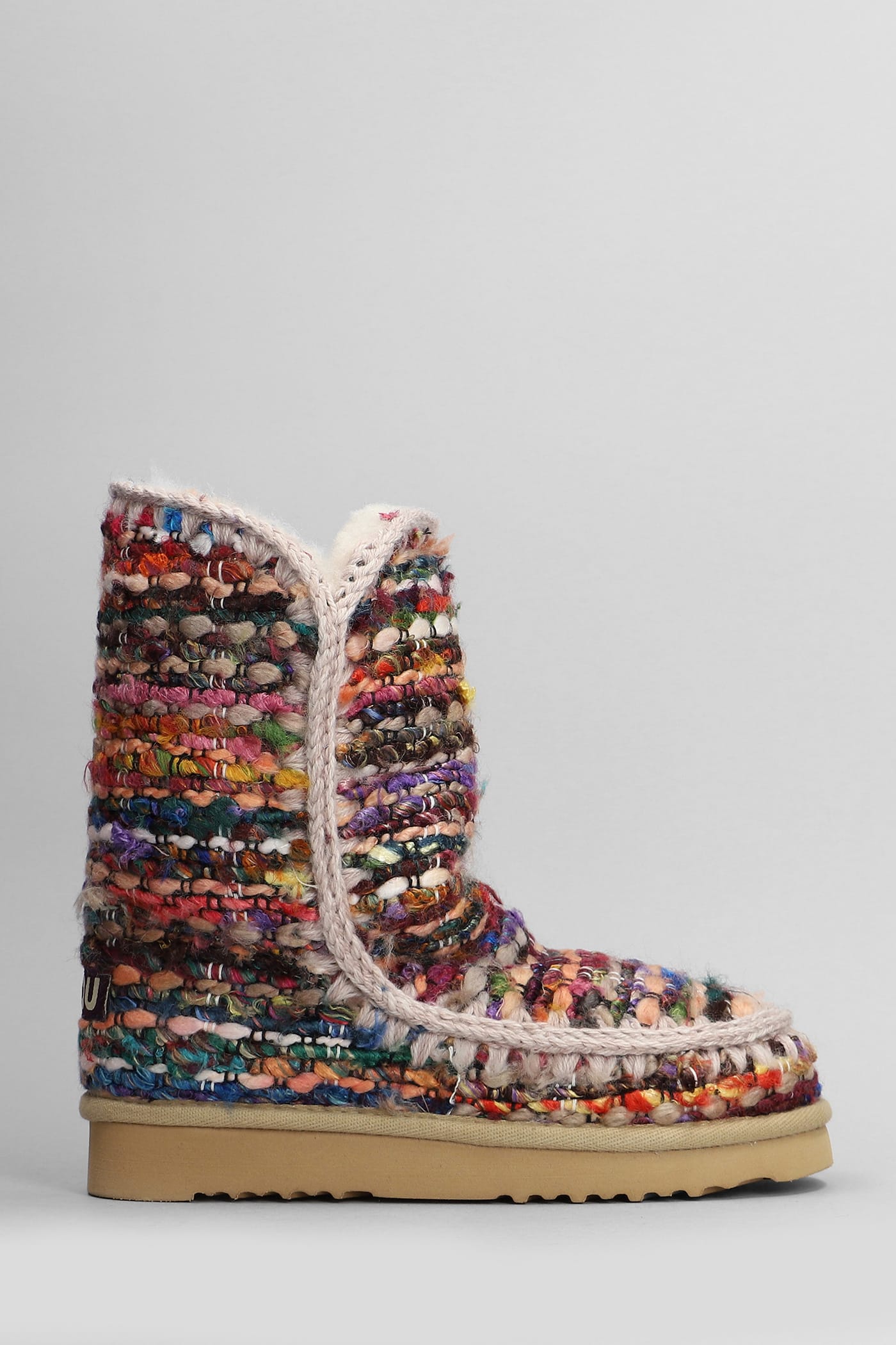 Shop Mou Eskimo 24 Low Heels Ankle Boots In Multicolor Wool