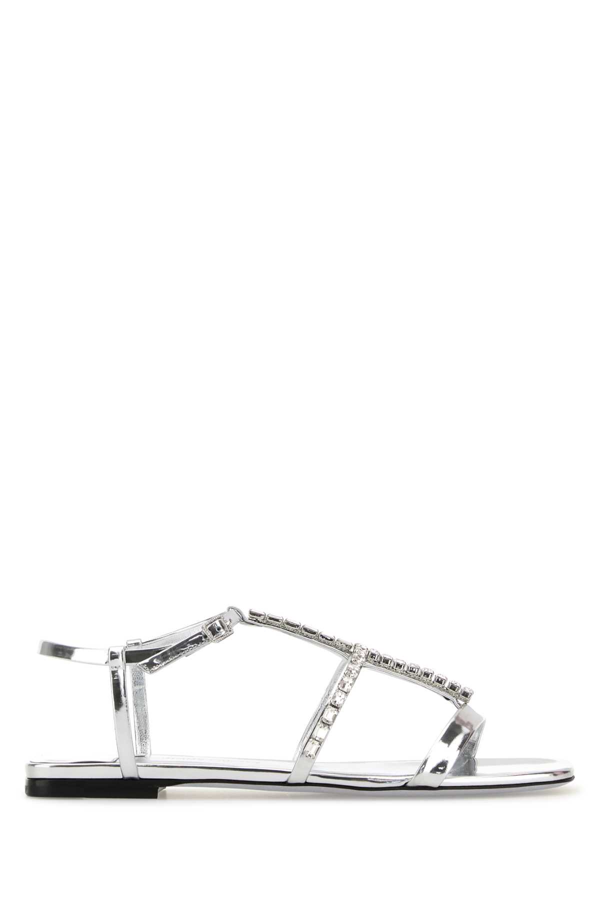 Jimmy Choo Gwyn Metallic Leather Flat Sandals In Multi