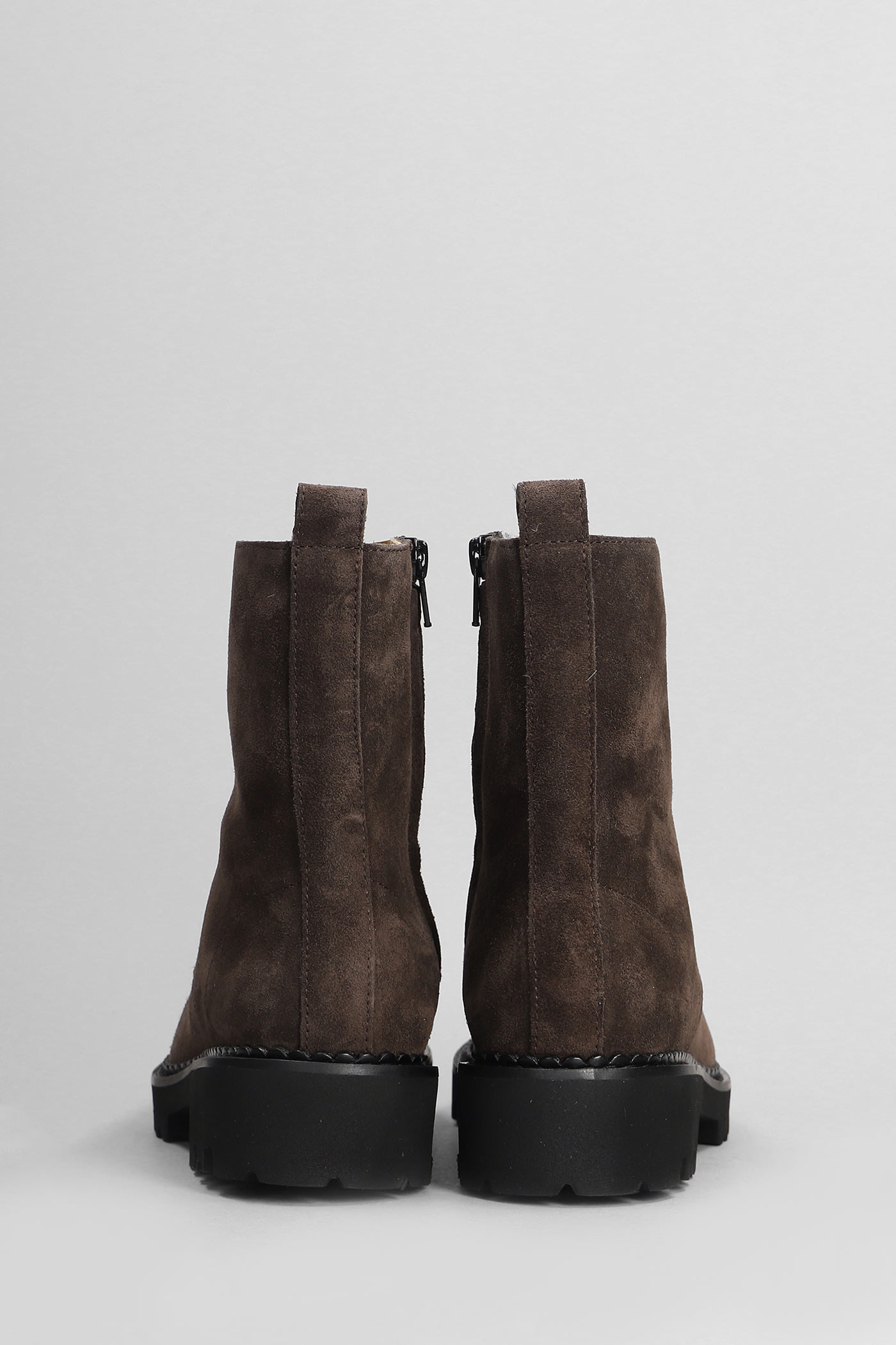 Shop Fabio Rusconi Combat Boots In Dark Brown Suede