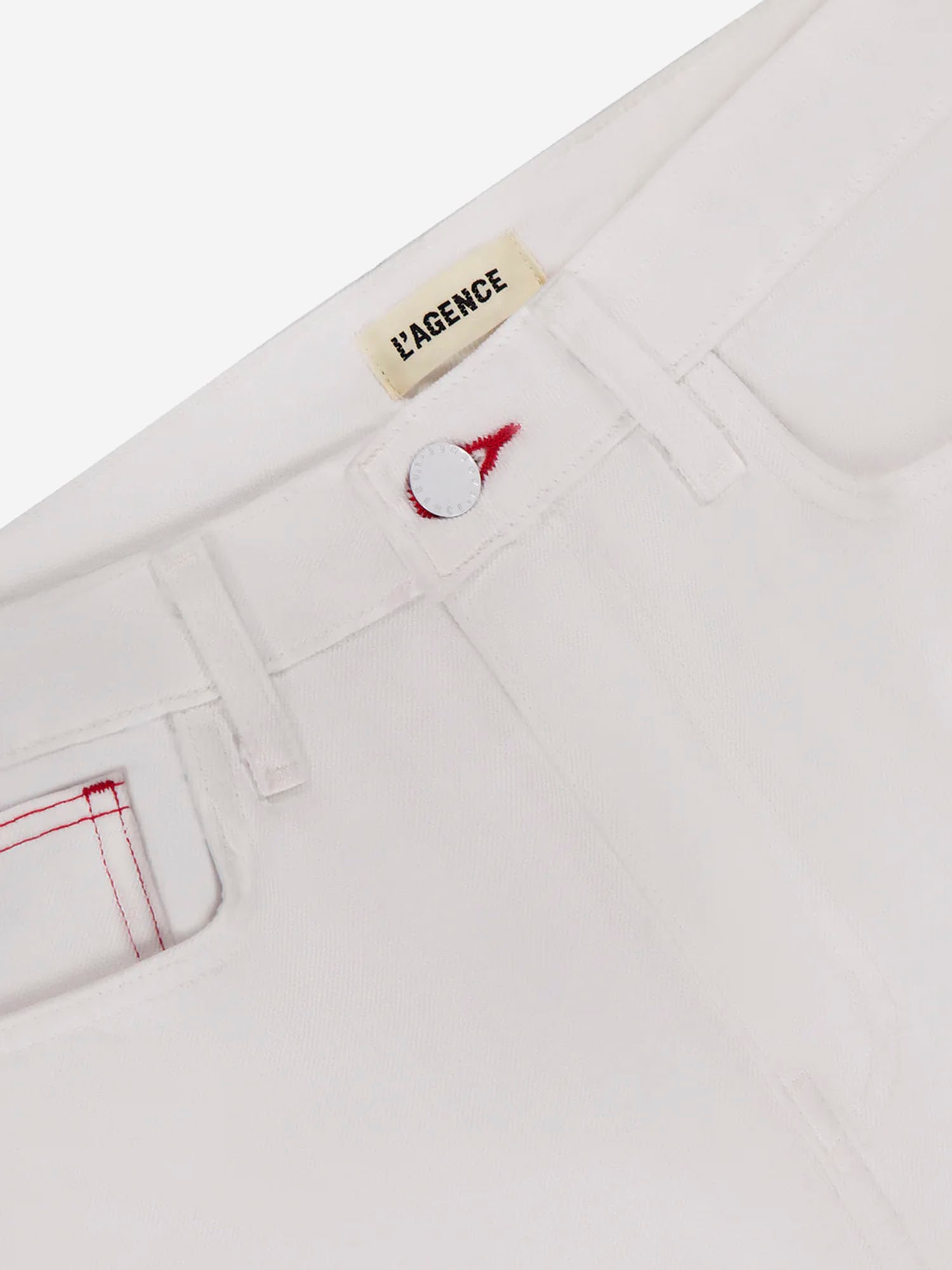 L Agence Miley Ultra High Rise Wide Leg Cuff Jeans In Blanc