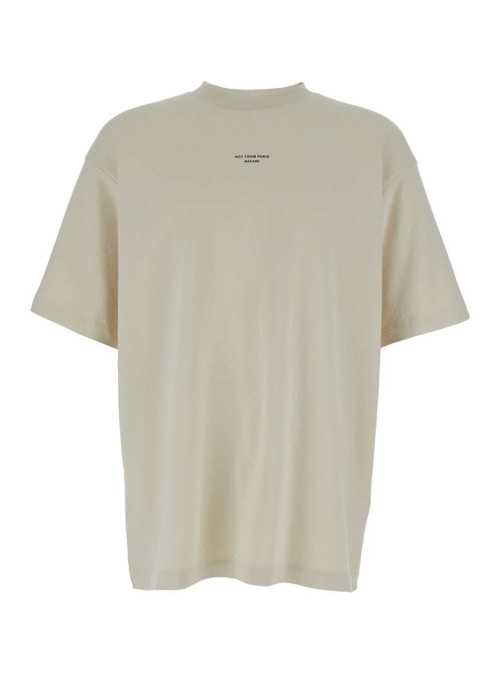 Shop Drôle De Monsieur Slogan Classique Beige Classic T-shirt With Logo Print In Cotton Blend Man
