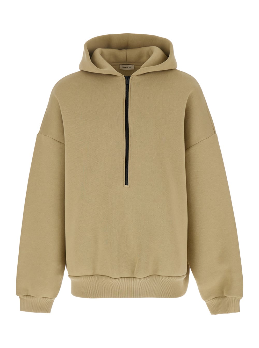 Shop Fear Of God Half Zip Hoodie In Beige