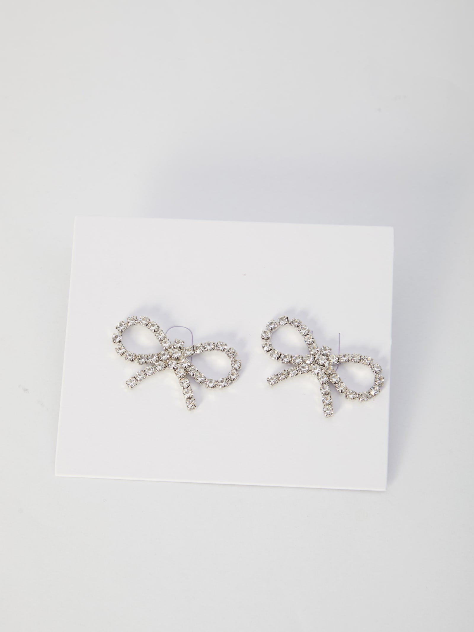 Shop Self-portrait Mini Bow Crystal Earrings In Non Definito