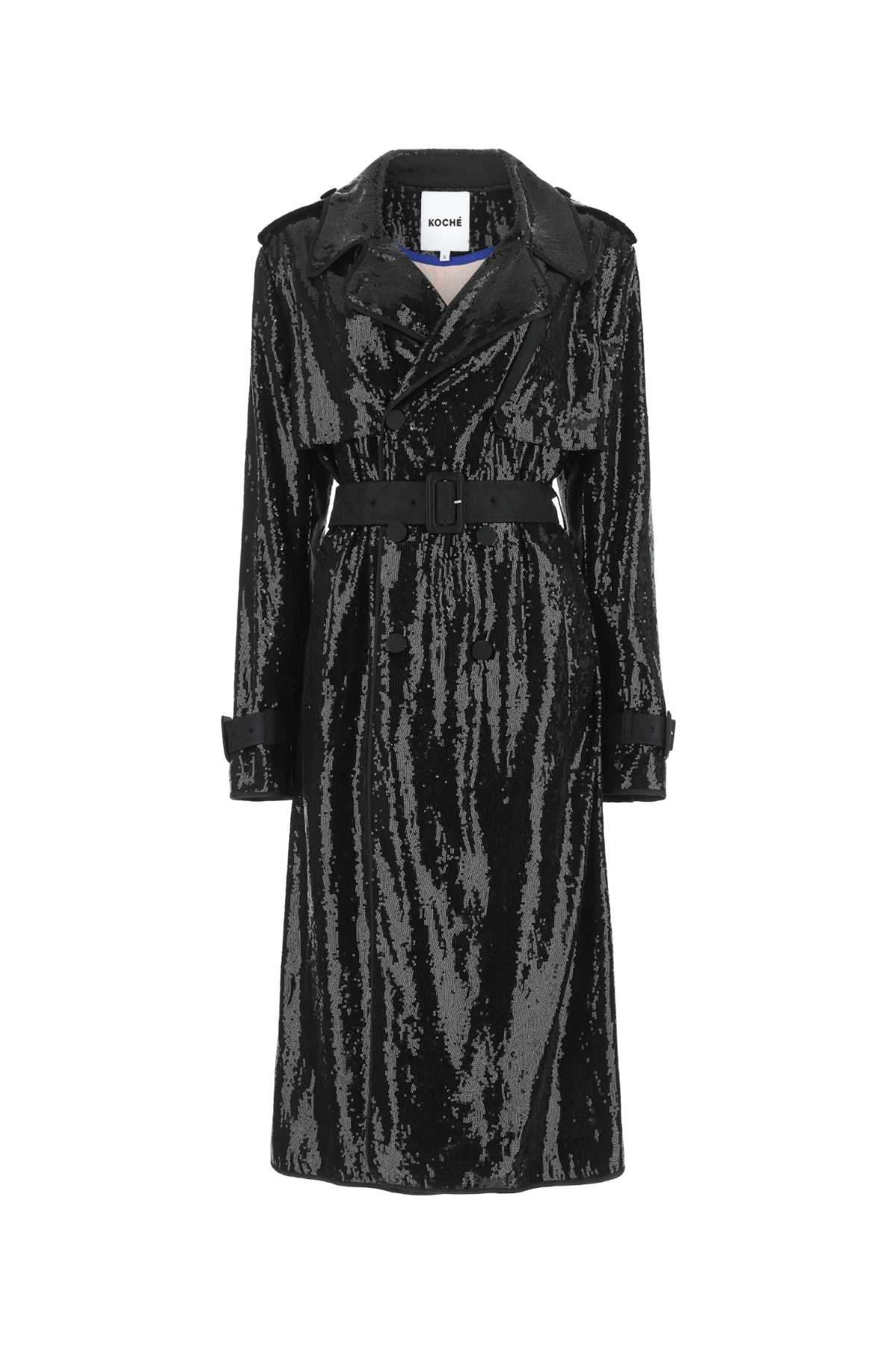 Black Sequins Trench Coat